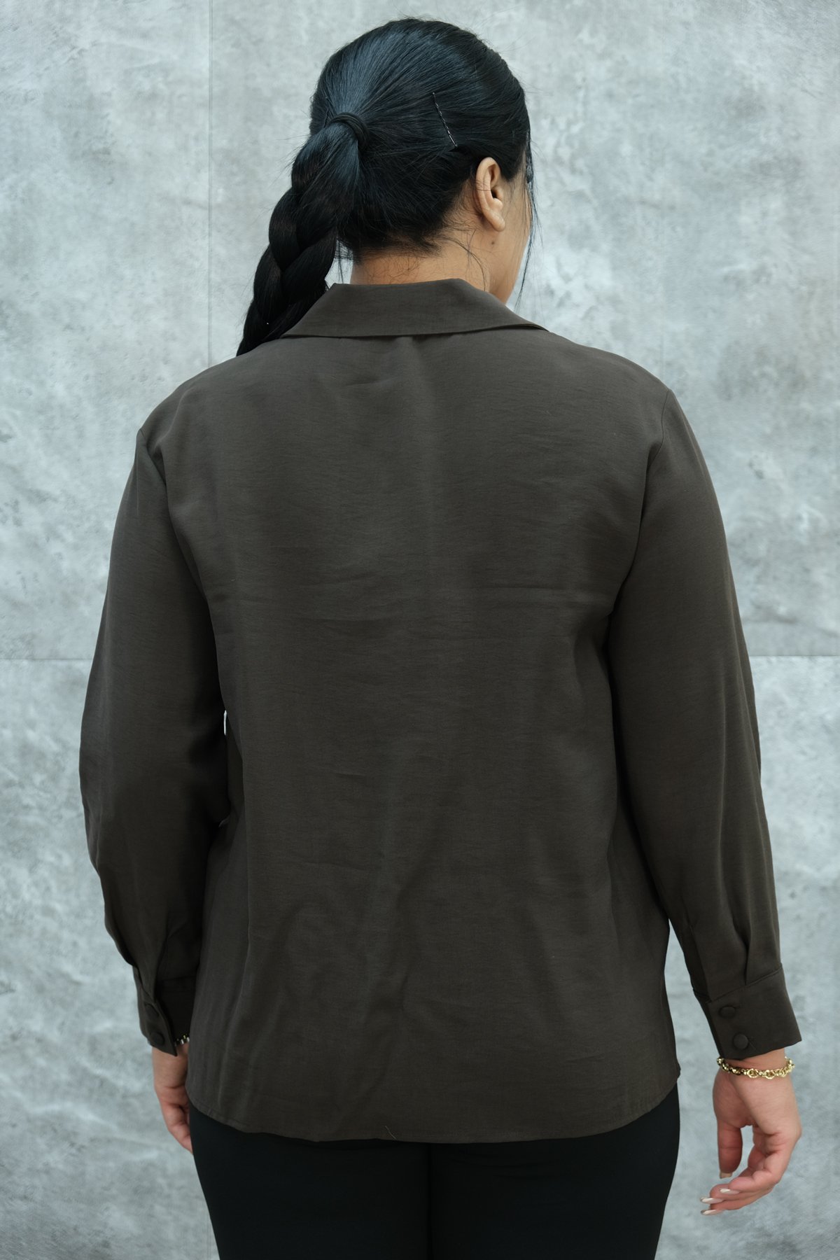 Plus Size Blouse-Brown