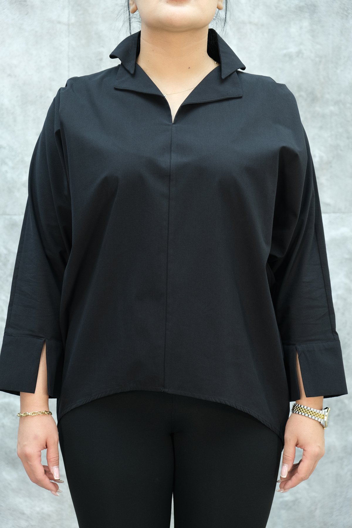 بلوزة مقاس كبير-الأسود