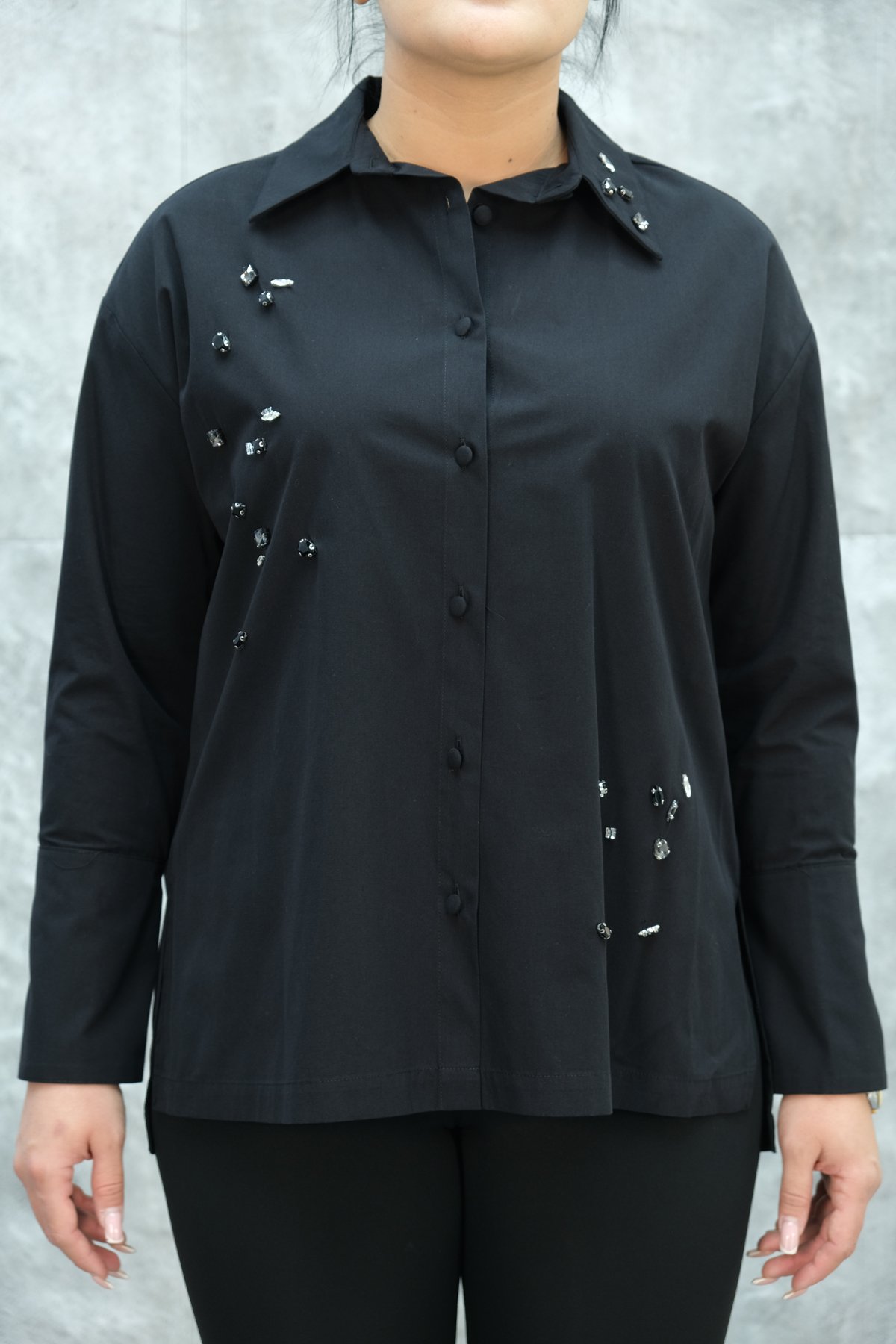 Рубашка больших размеров-Черный