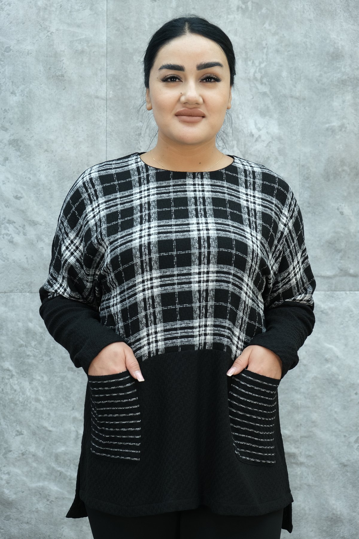 Блузка больших размеров-Черный