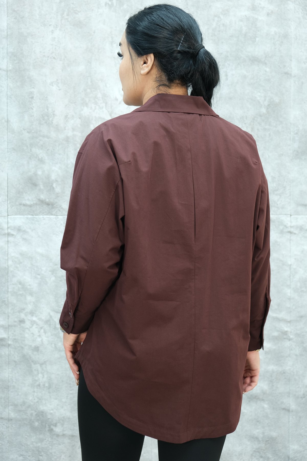 Рубашка больших размеров-Бордовый красный