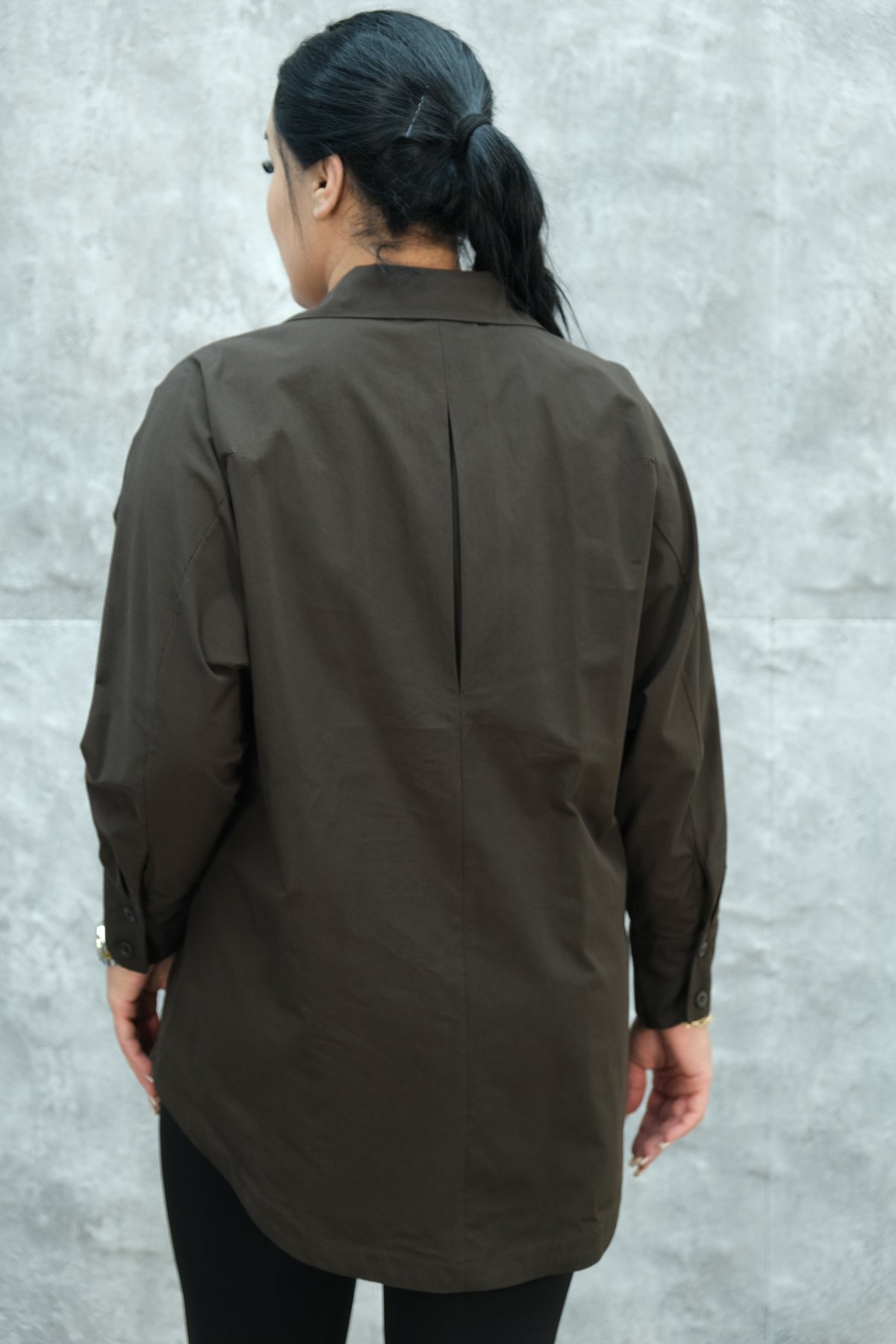 Рубашка больших размеров-Коричневый