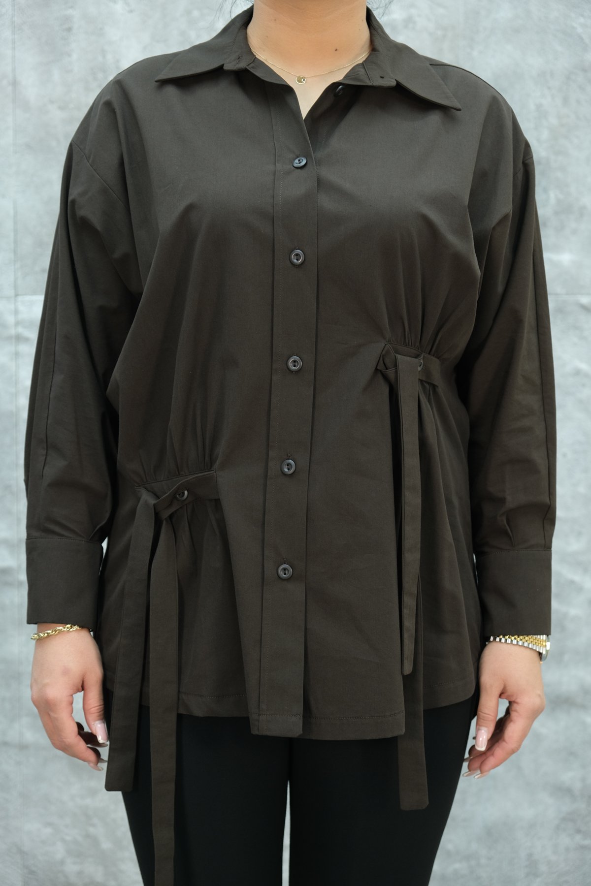 Рубашка больших размеров-Коричневый