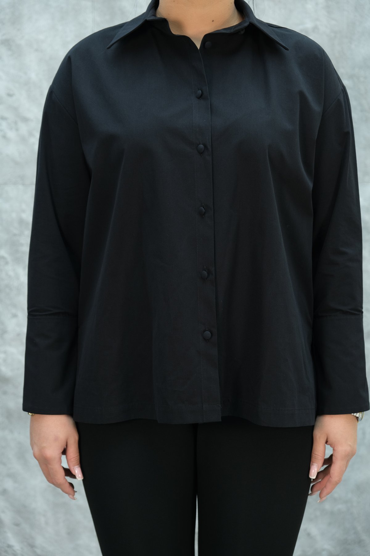 Рубашка больших размеров-Черный