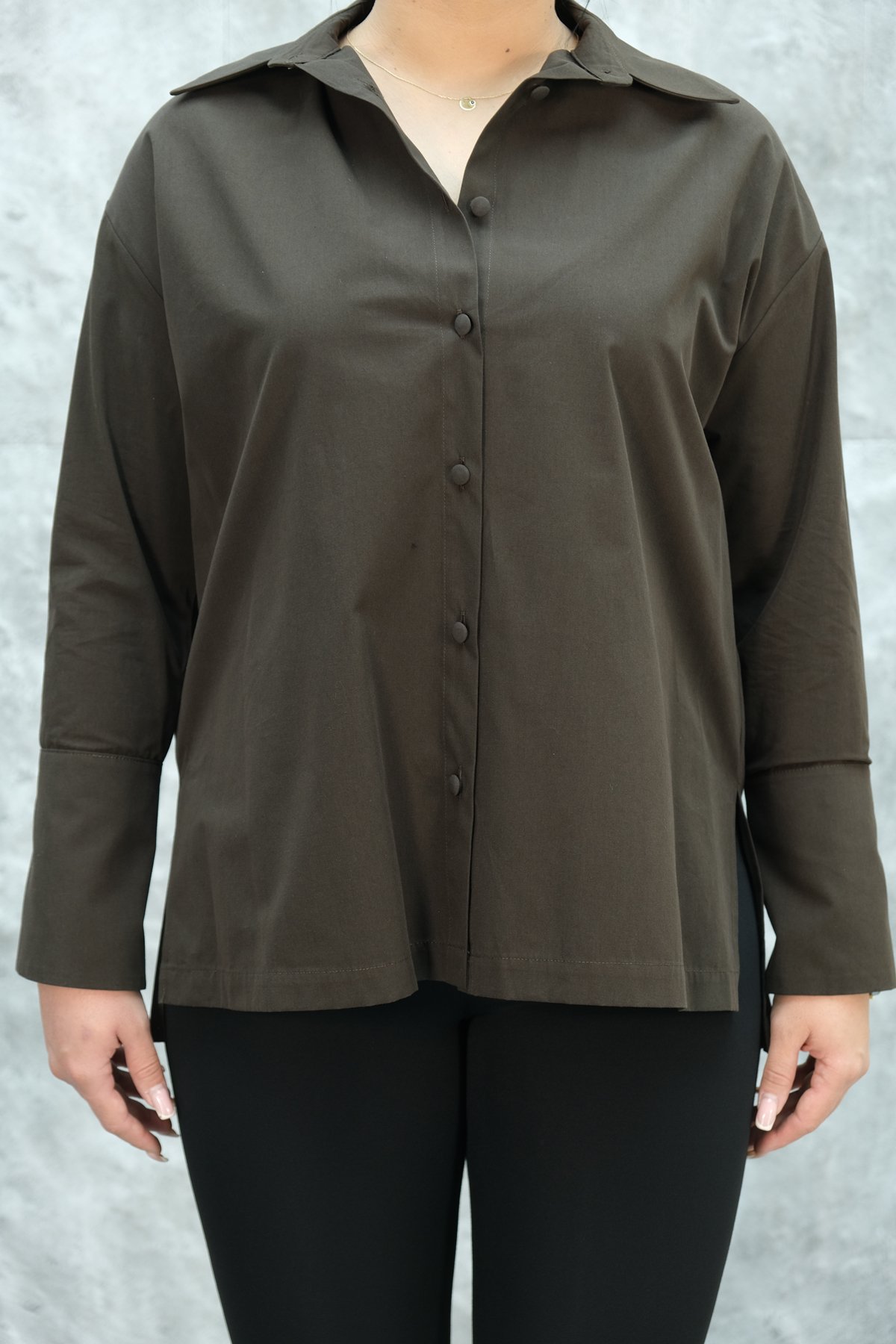 Рубашка больших размеров-Коричневый