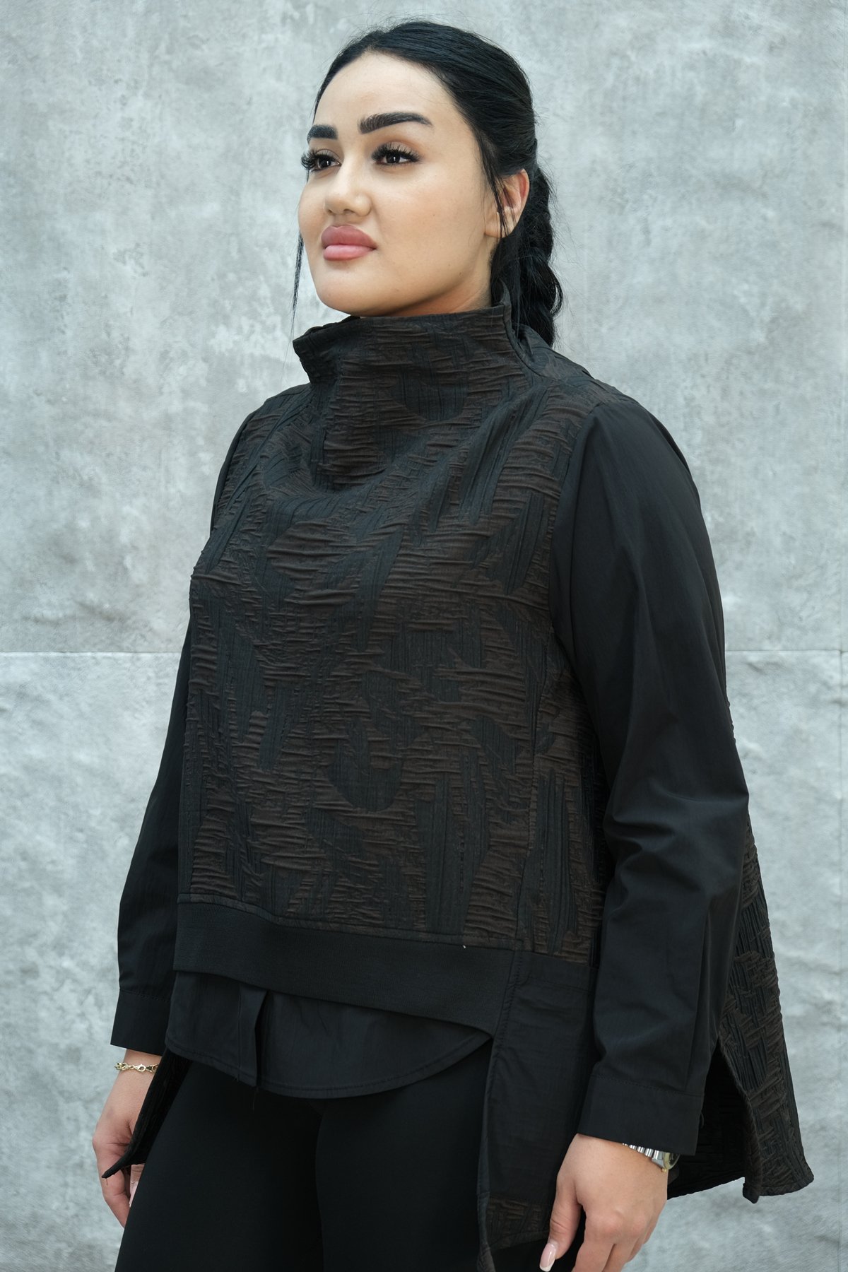 Plus Size Blouse-Brown