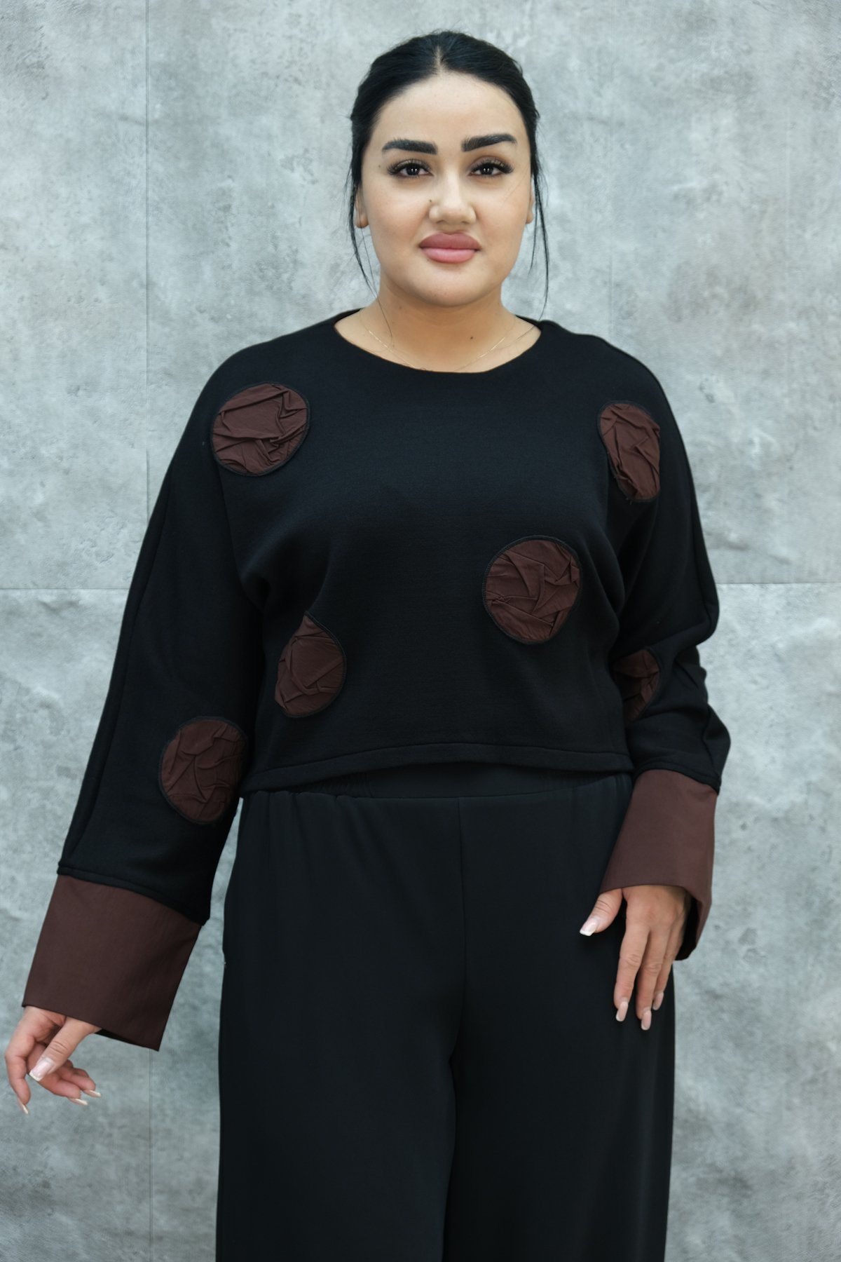 Plus Size Blouse-Brown