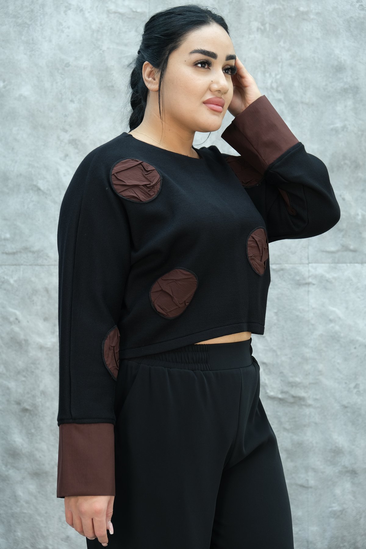 Plus Size Blouse-Brown