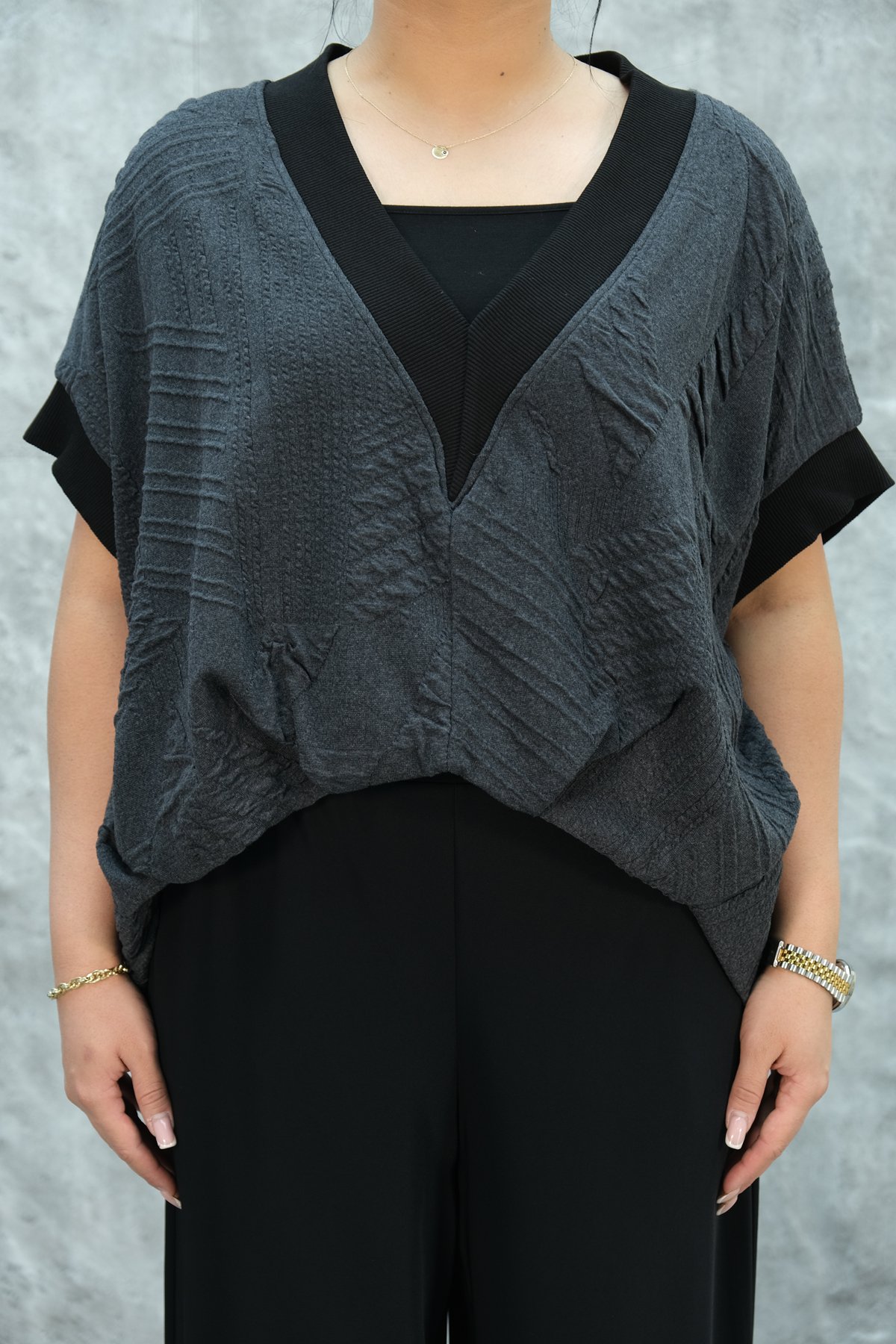 تونيك مقاس كبير-الرمادي