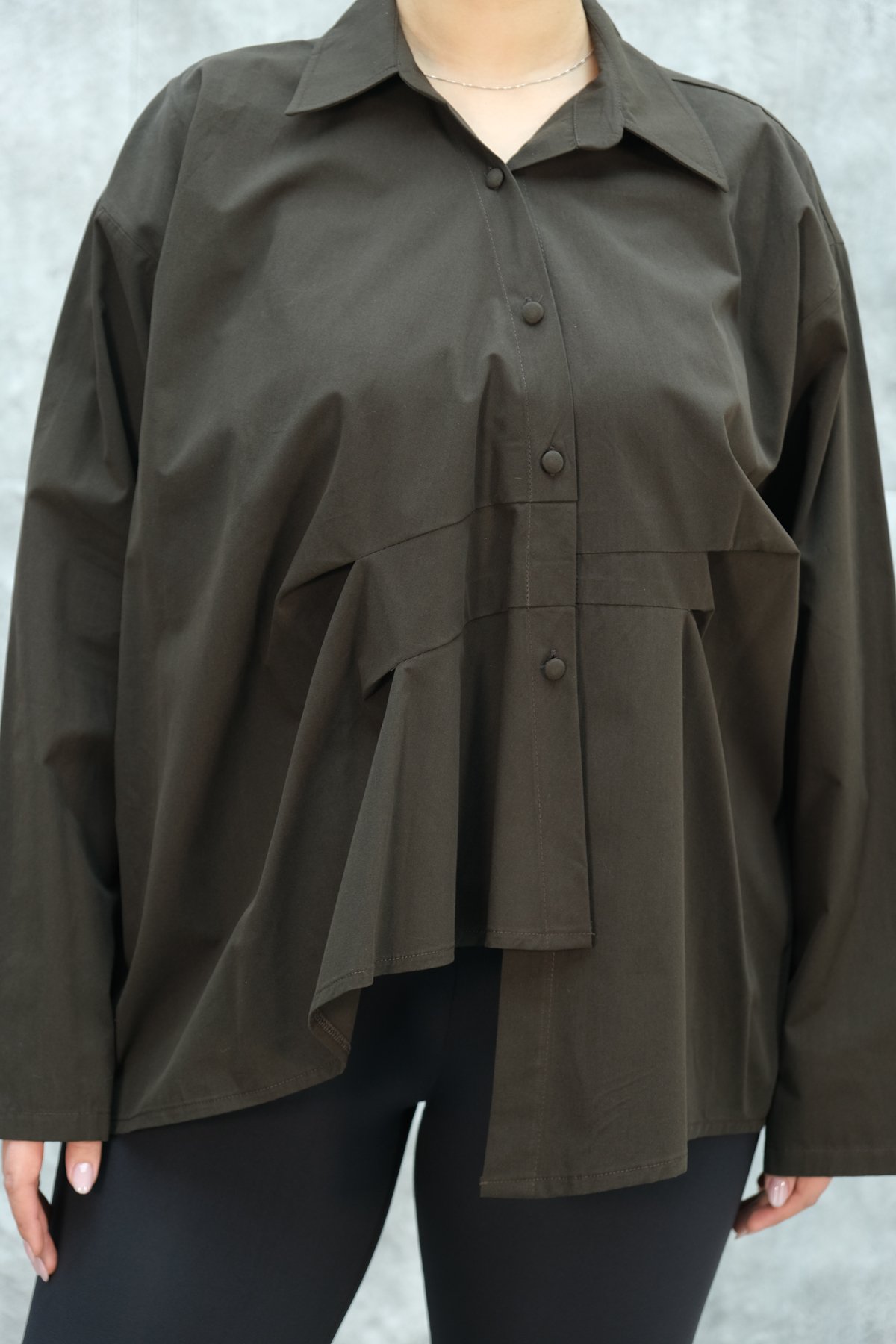 Plus Size Blouse-Brown