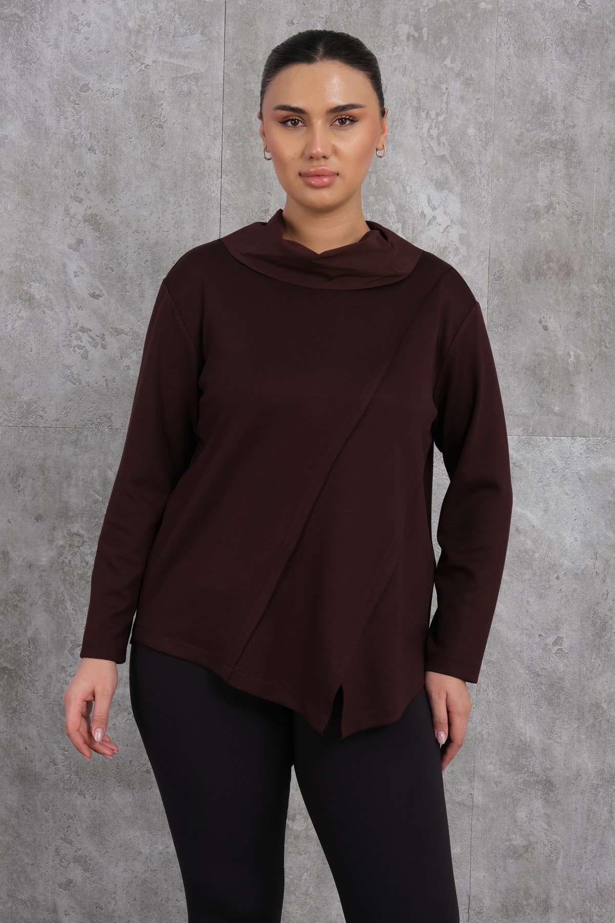 Plus Size Blouse-Claret Red