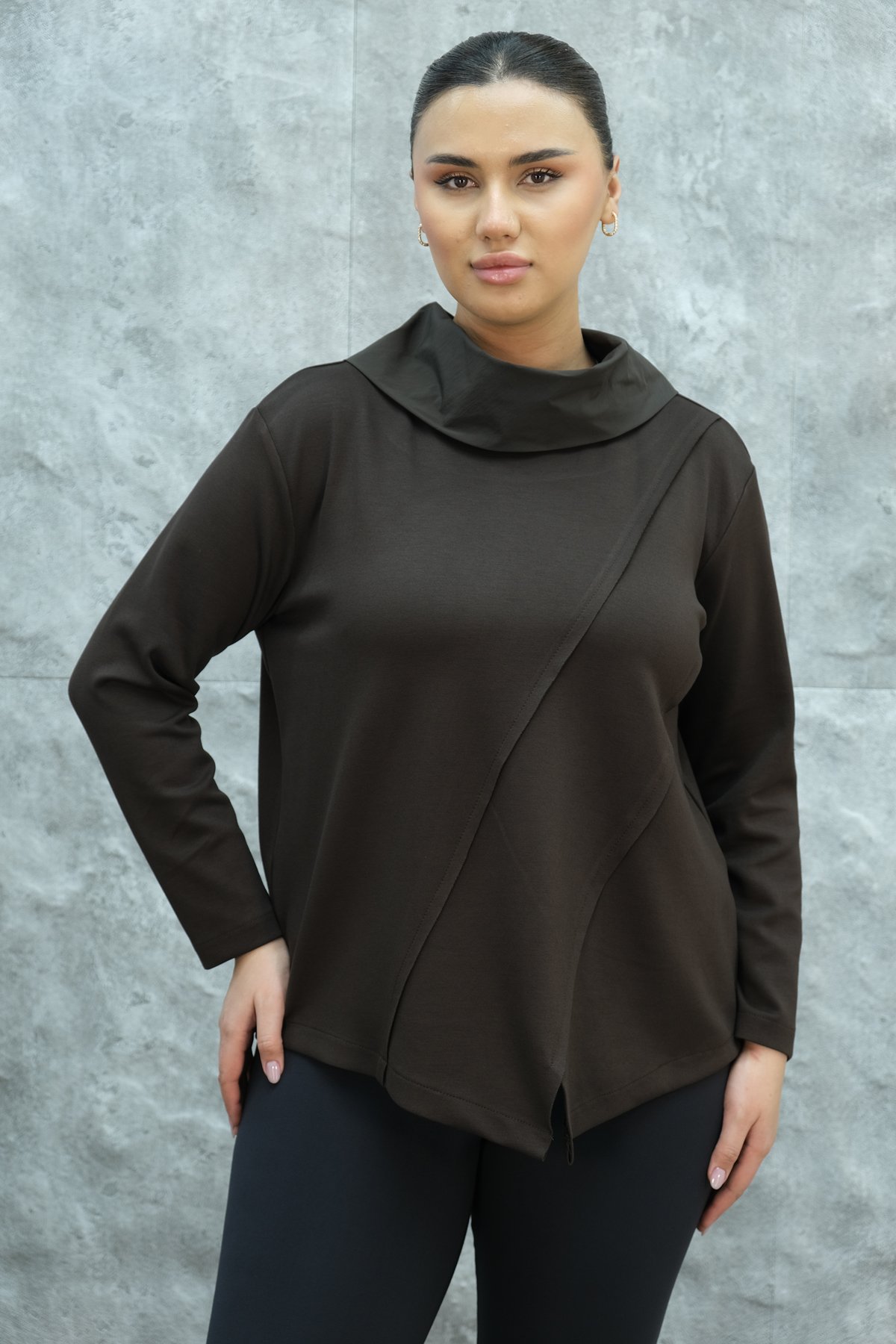Plus Size Blouse-Brown