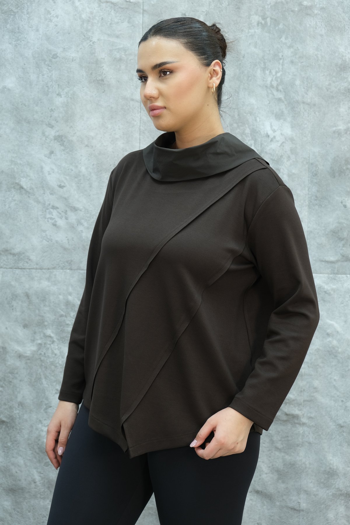 Plus Size Blouse-Brown