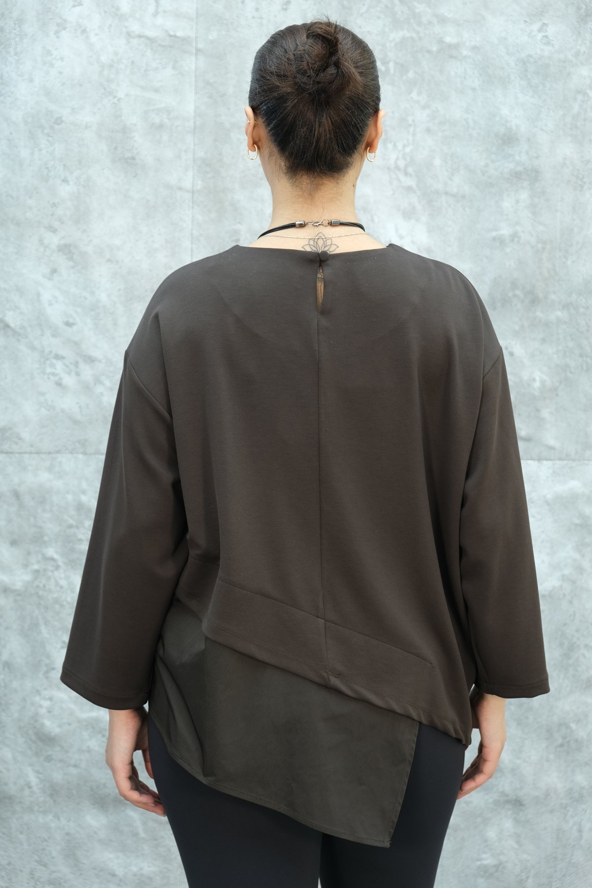 Plus Size Blouse-Brown
