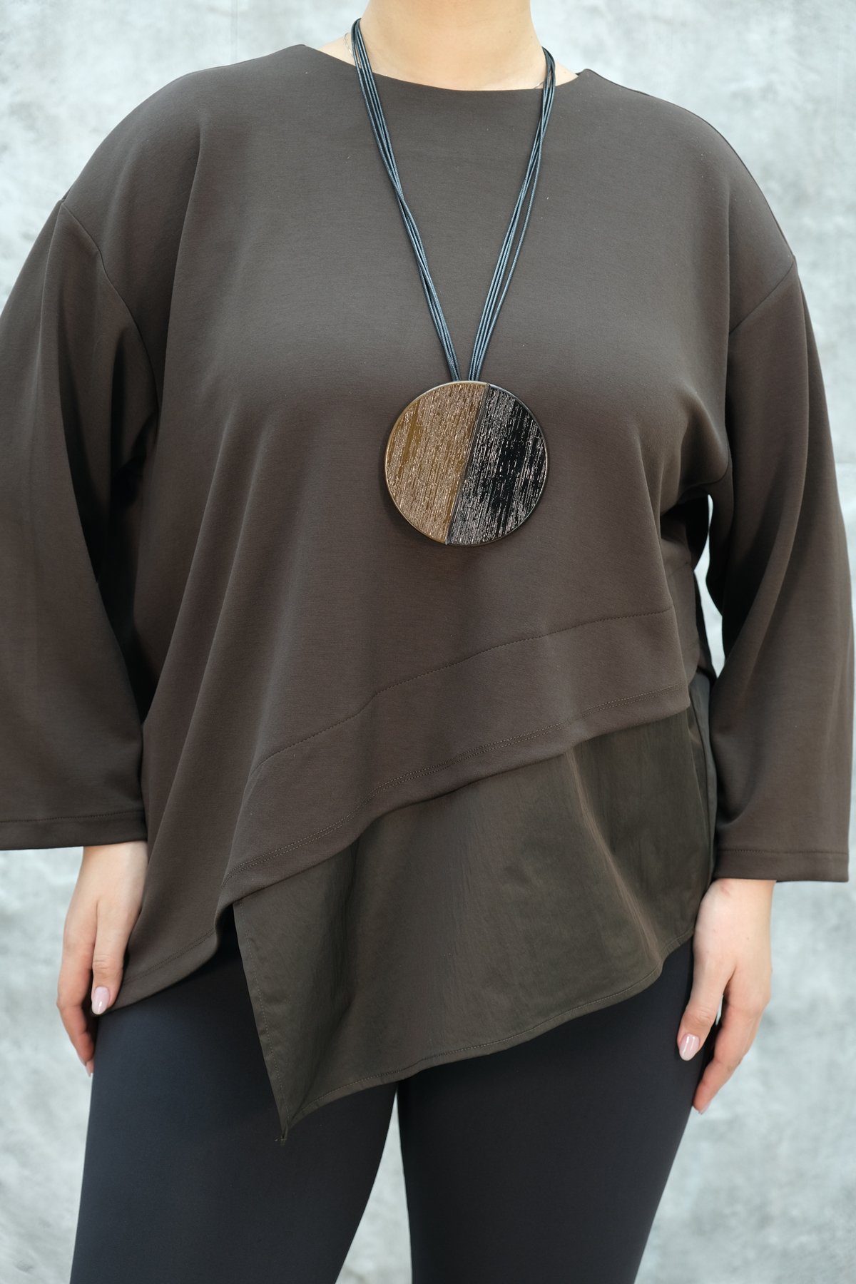 Plus Size Blouse-Brown