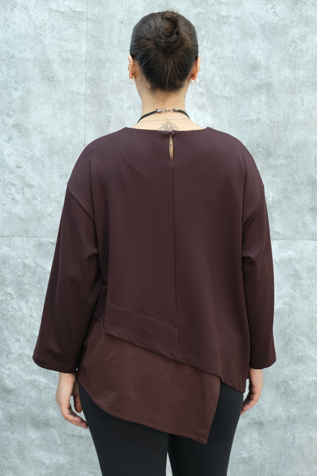 Блузка больших размеров-Бордовый красный