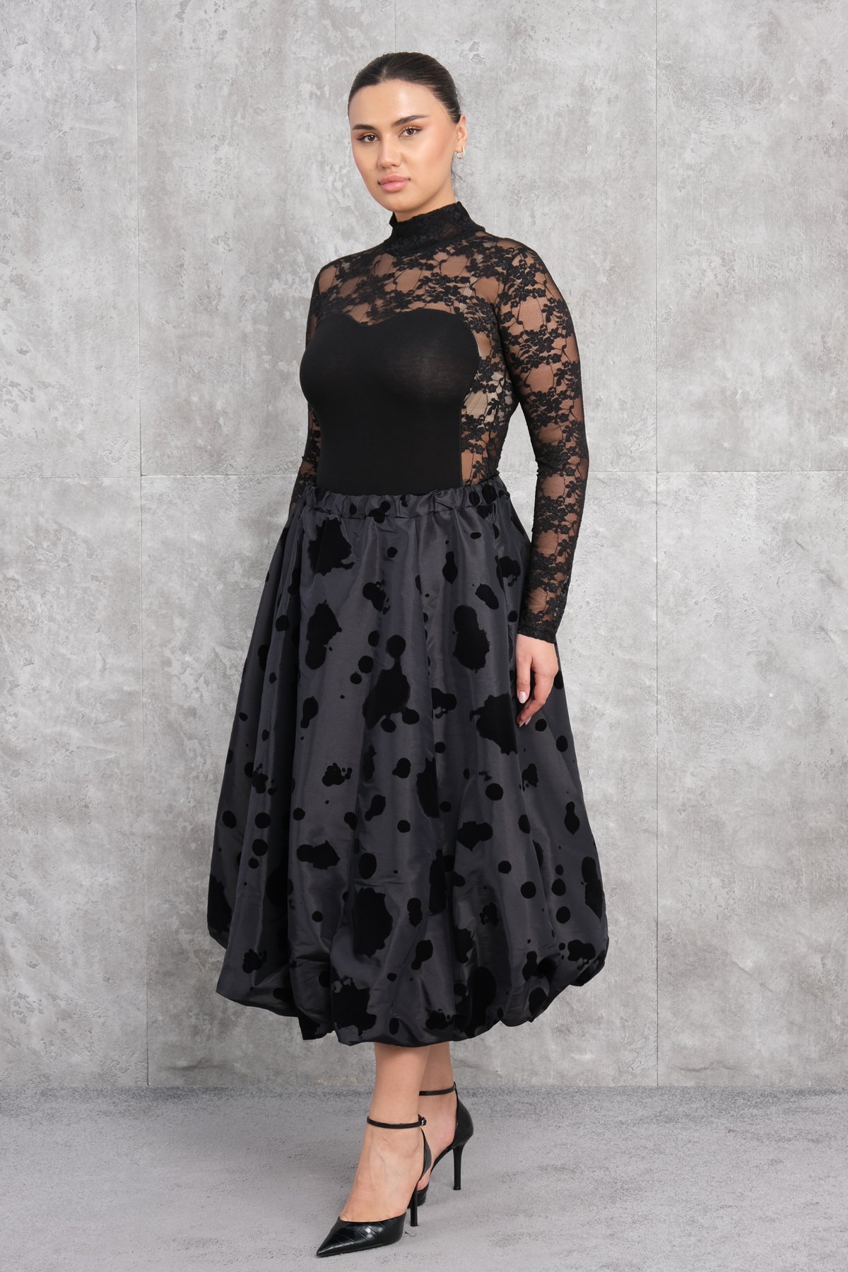 Юбка больших размеров-Черный