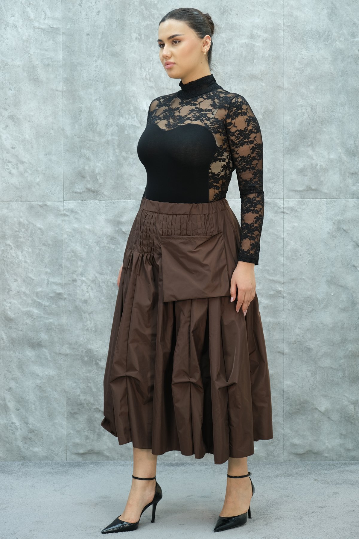 تنورة مقاس كبير-البني