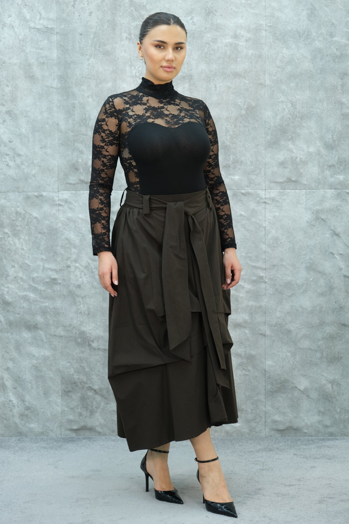 تنورة مقاس كبير-البني