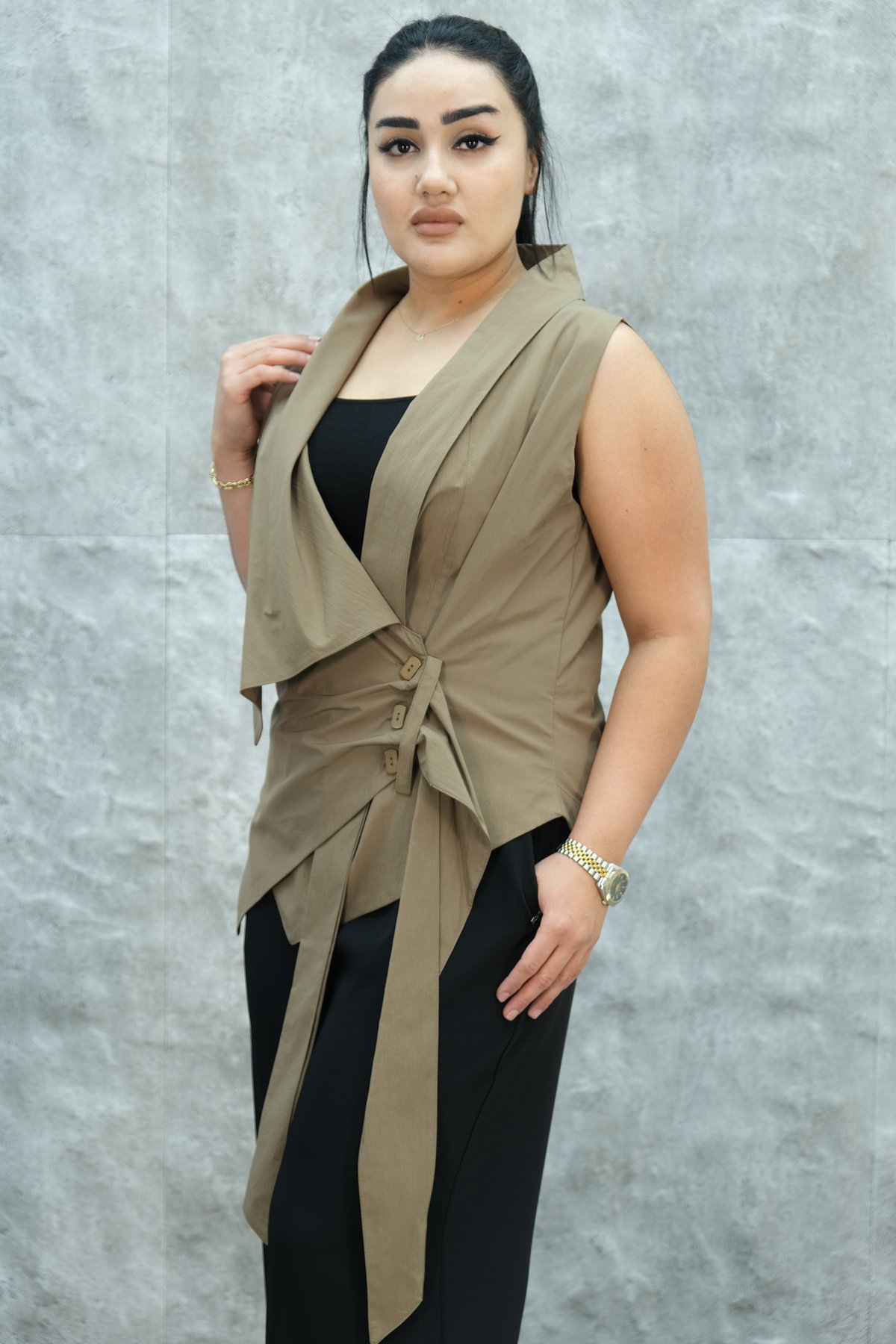 سترة مقاس كبير-فرو المنك