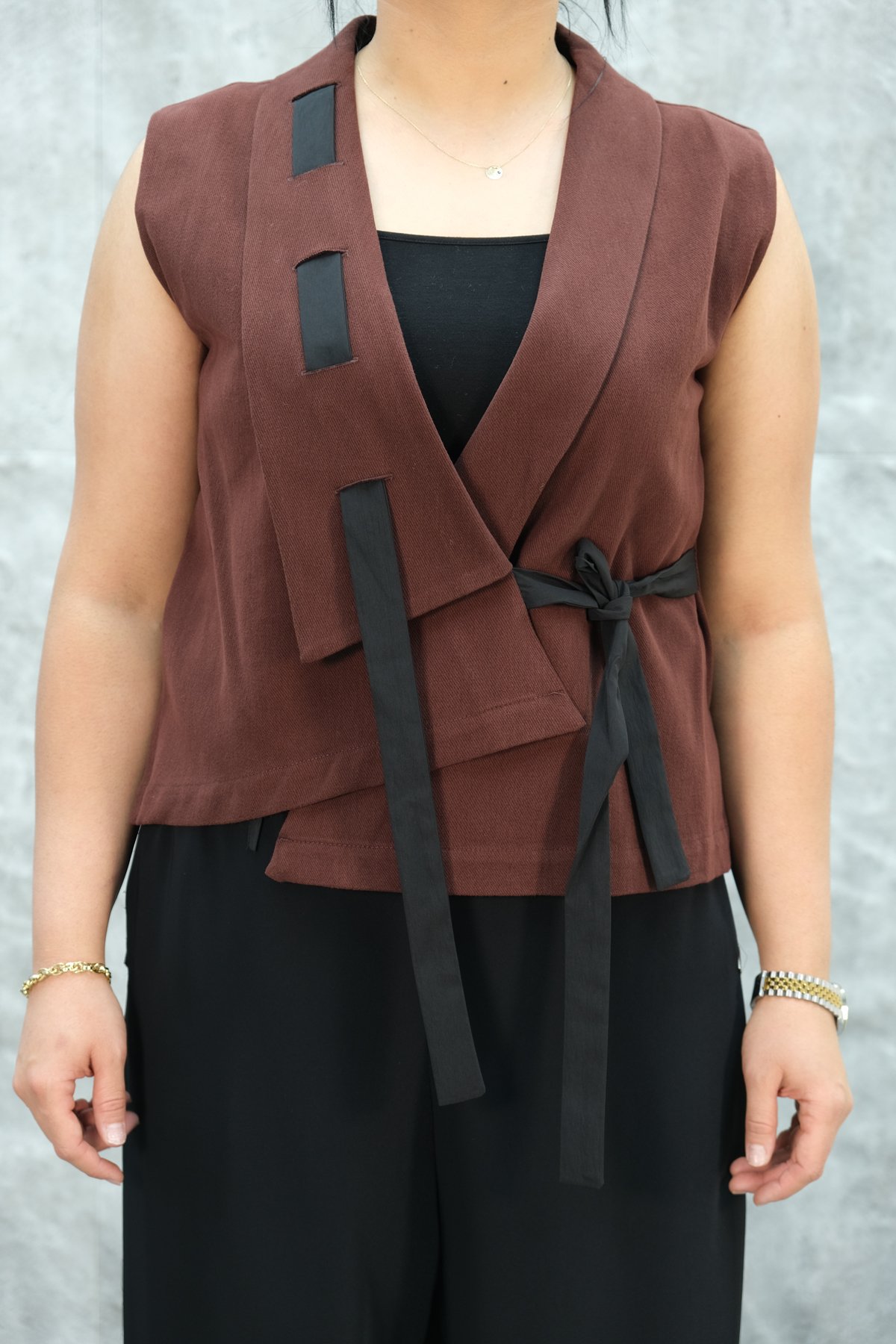 Жилет больших размеров-Бордовый красный