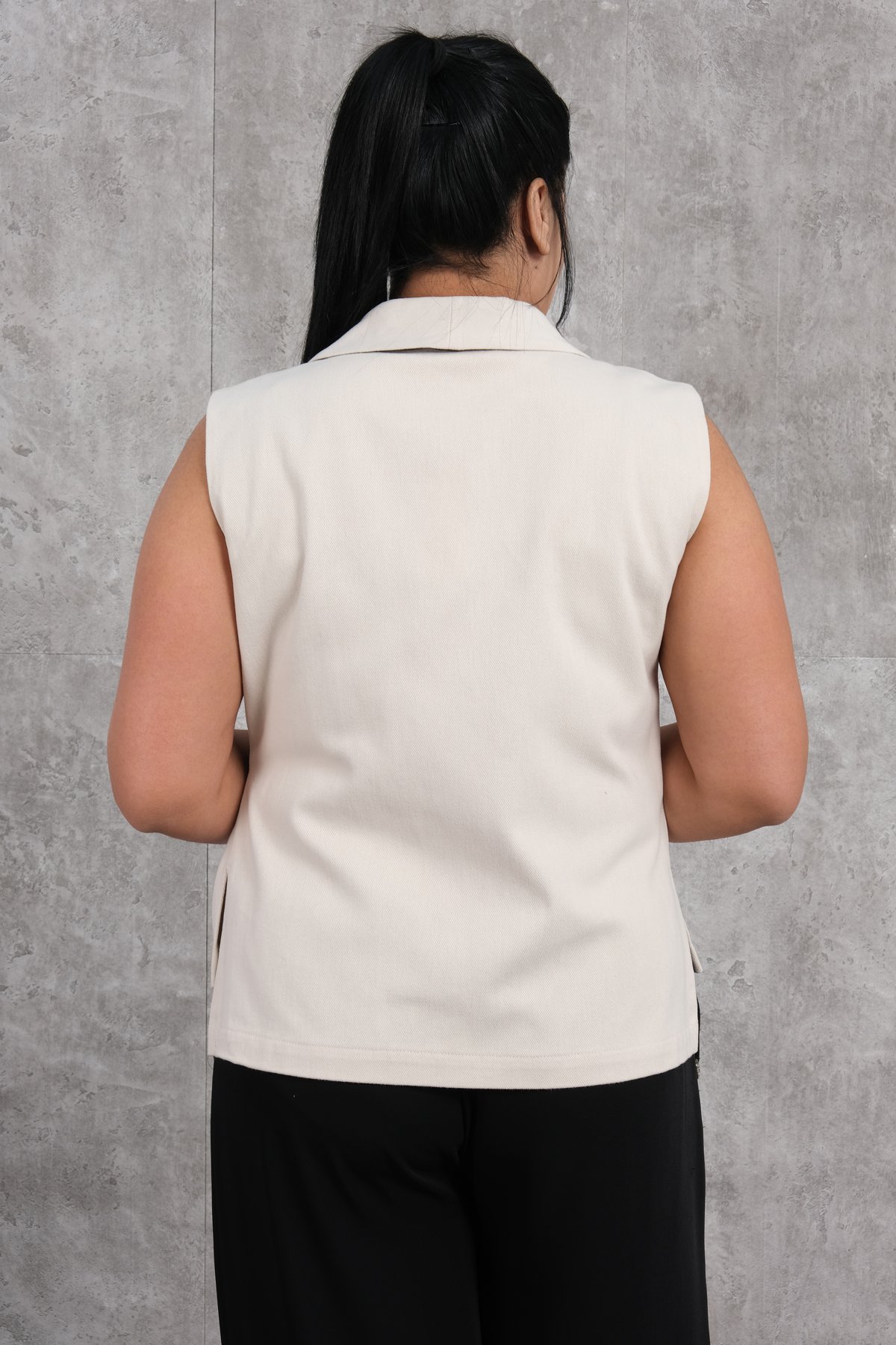 سترة مقاس كبير-البيج