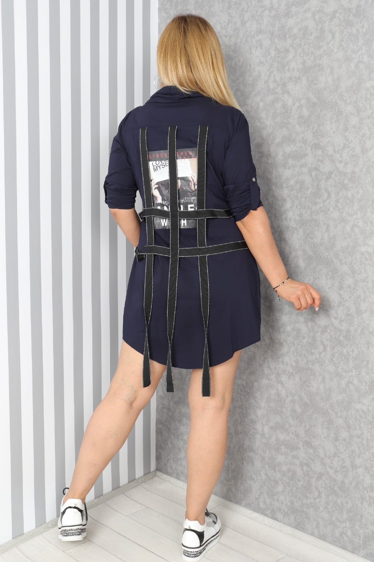 Casual Short Dresses-Dark Blue