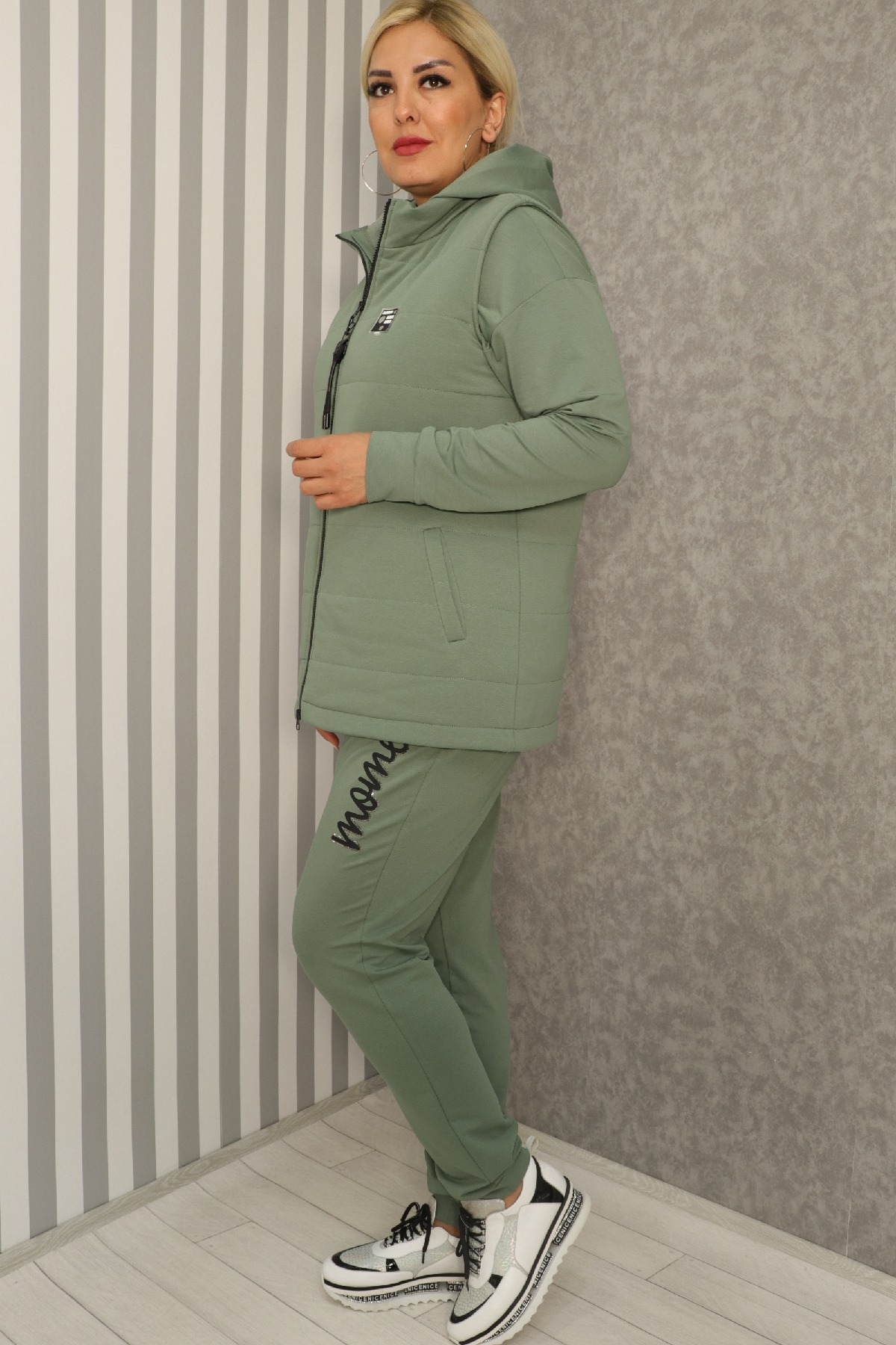 Women's 3 Piece Suits-Petrol Green