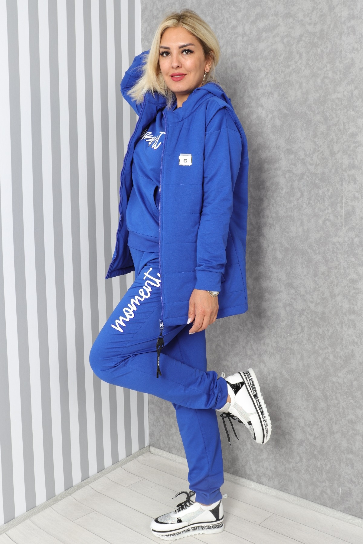 Women's 3 Piece Suits-Bright Blue