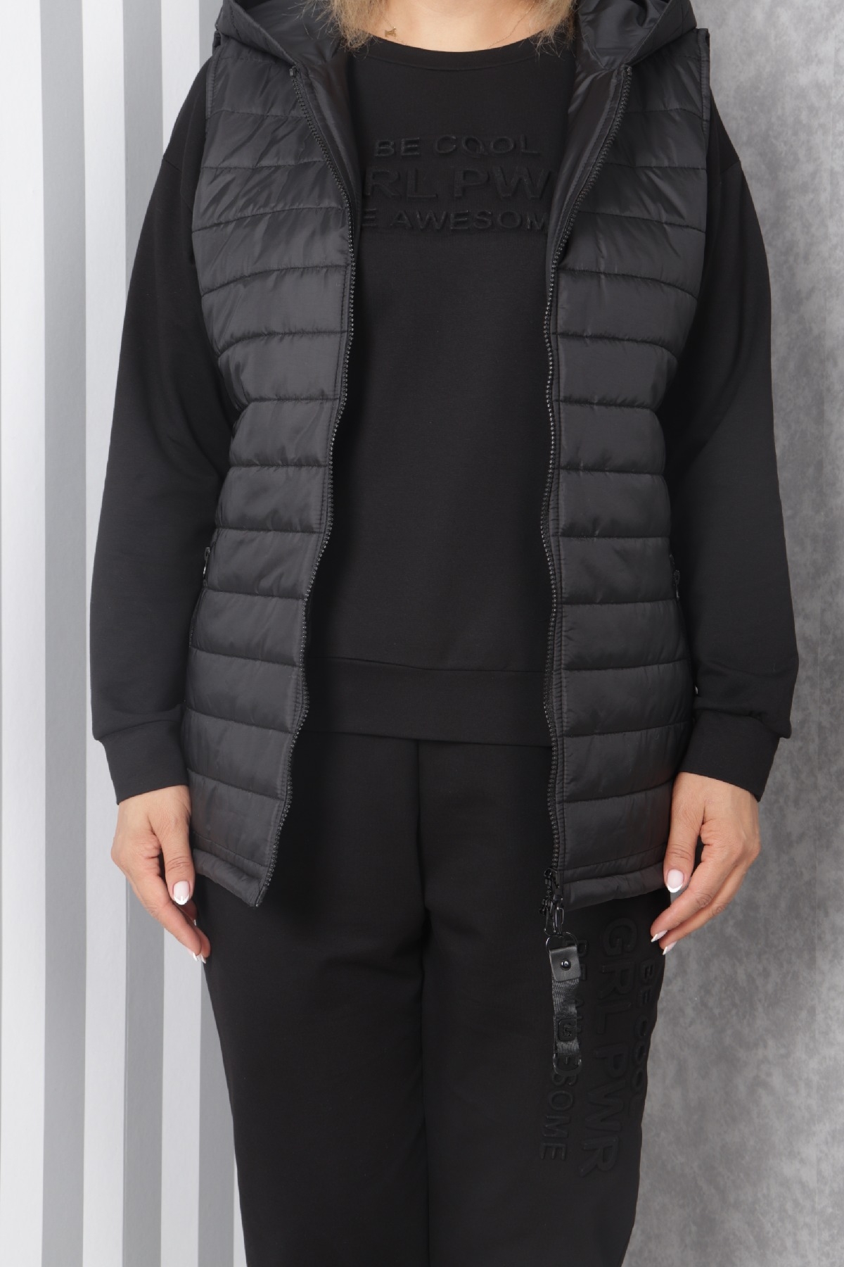 Women's 3 Piece Suits-Black