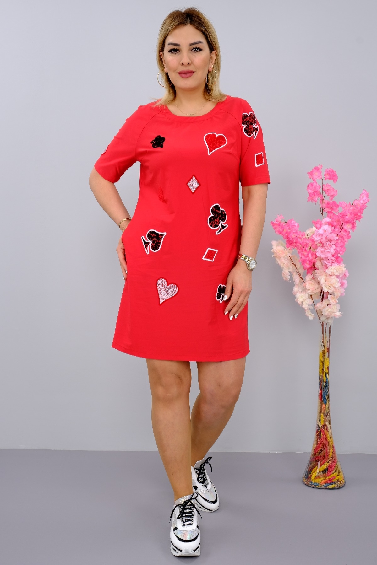 Casual Short Dresses-Red