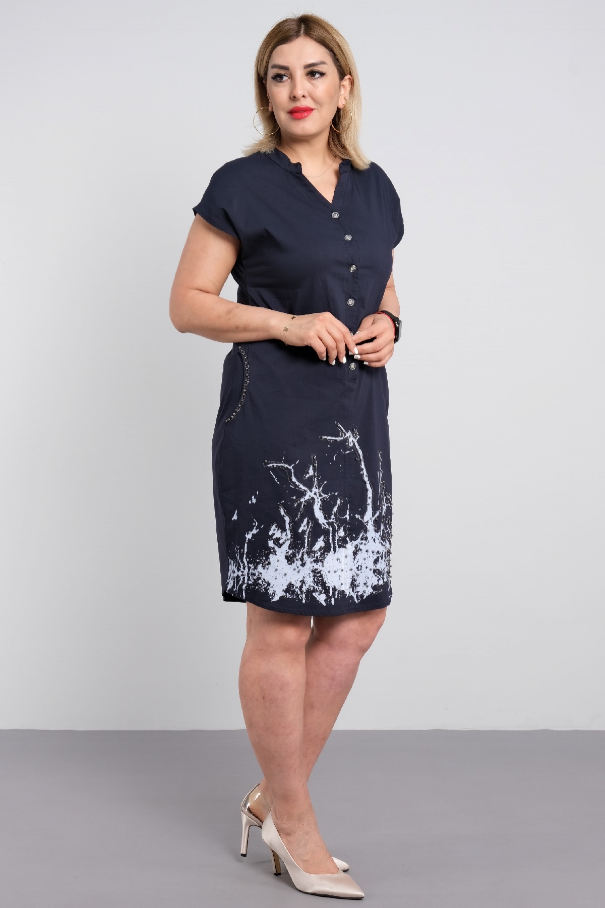 Casual Short Dresses-Dark Blue