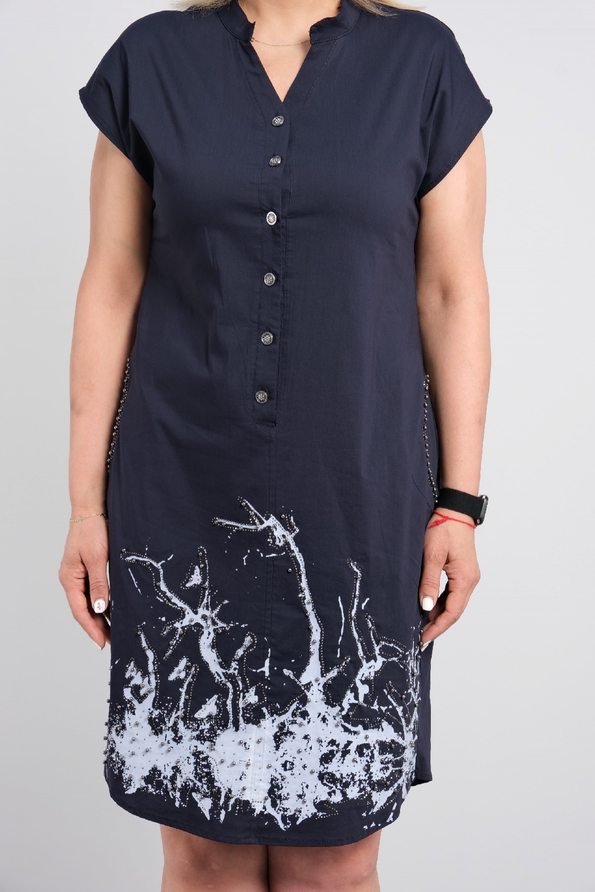 Casual Short Dresses-Dark Blue
