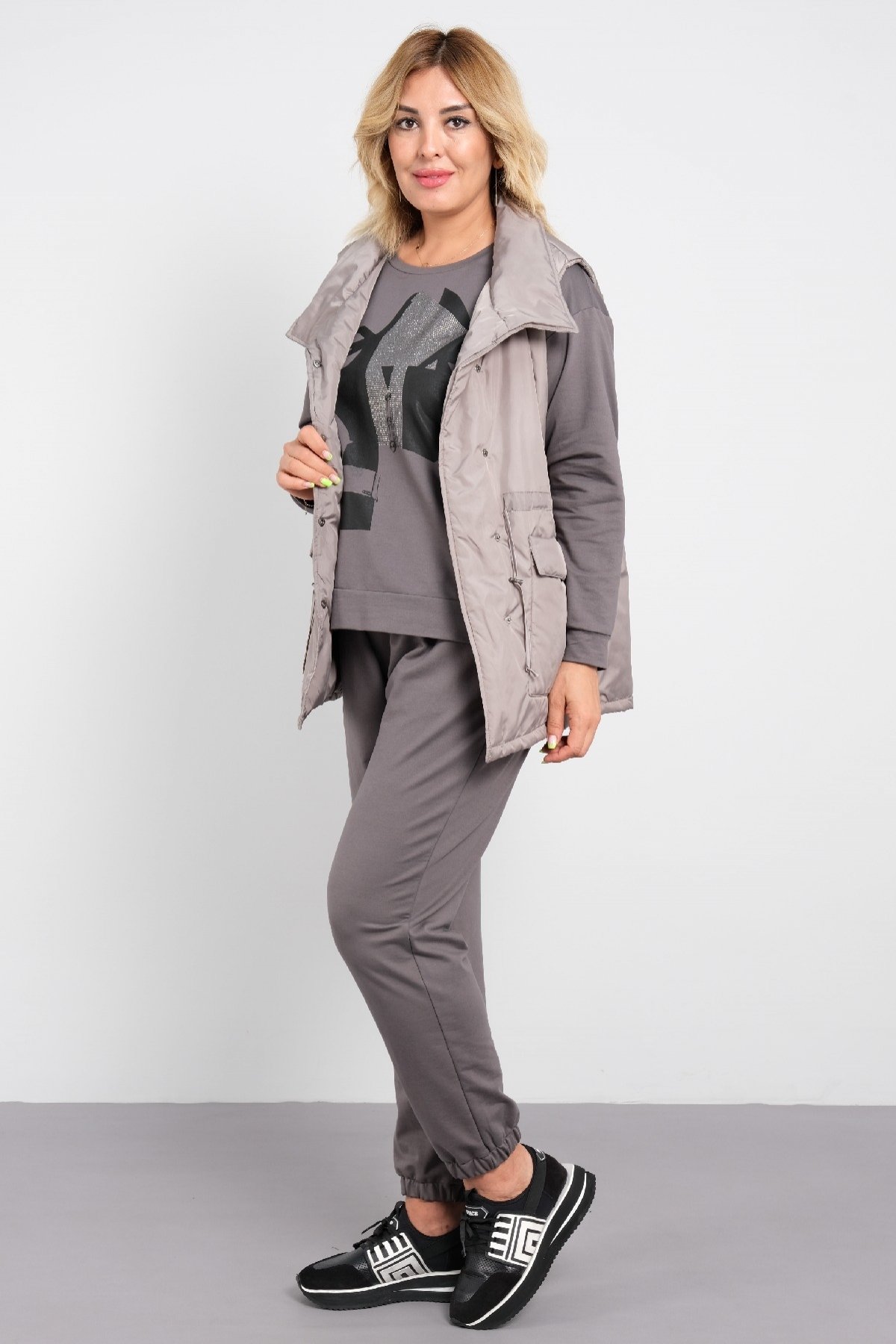Women's 3 Piece Suits-Grey