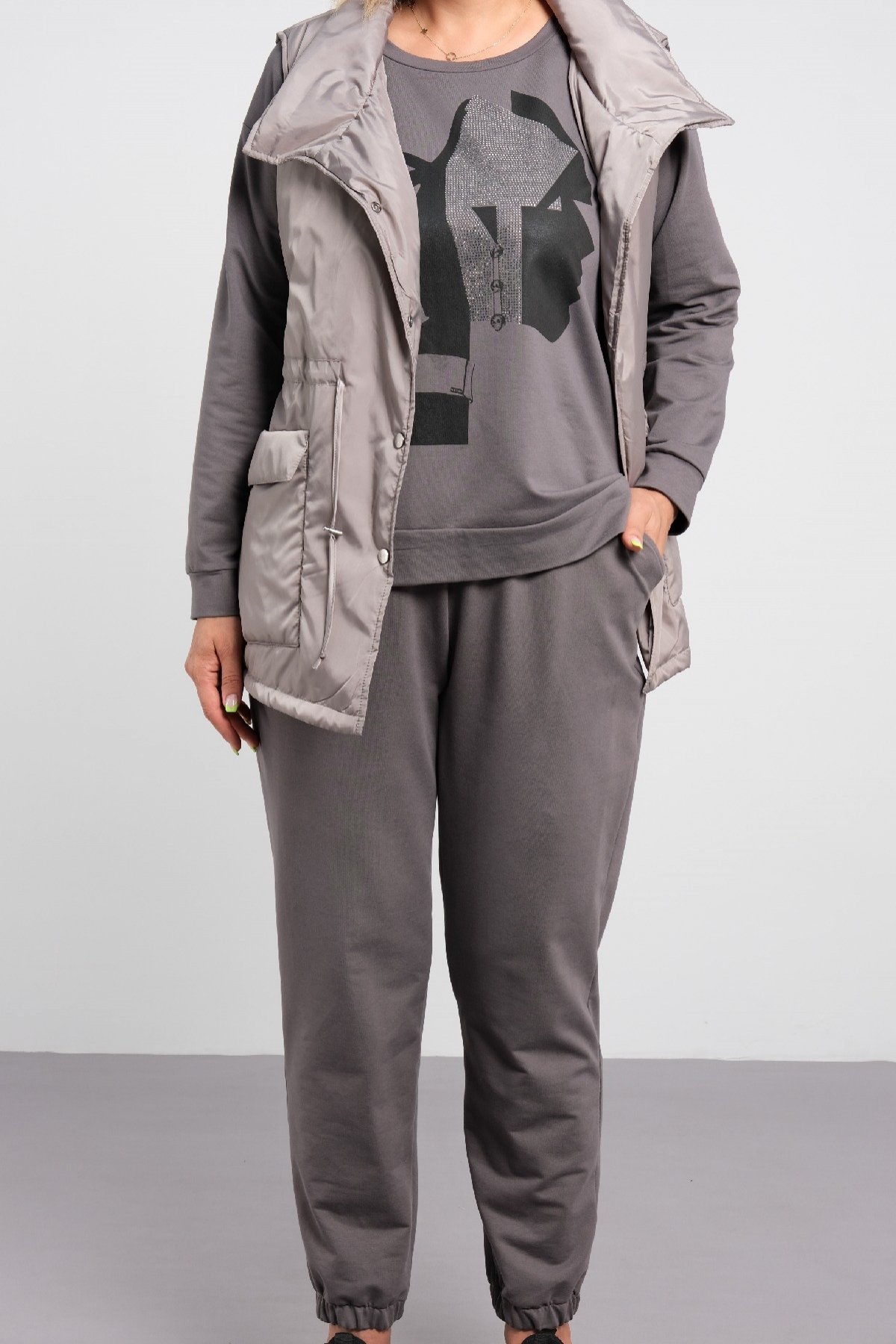 Women's 3 Piece Suits-Grey