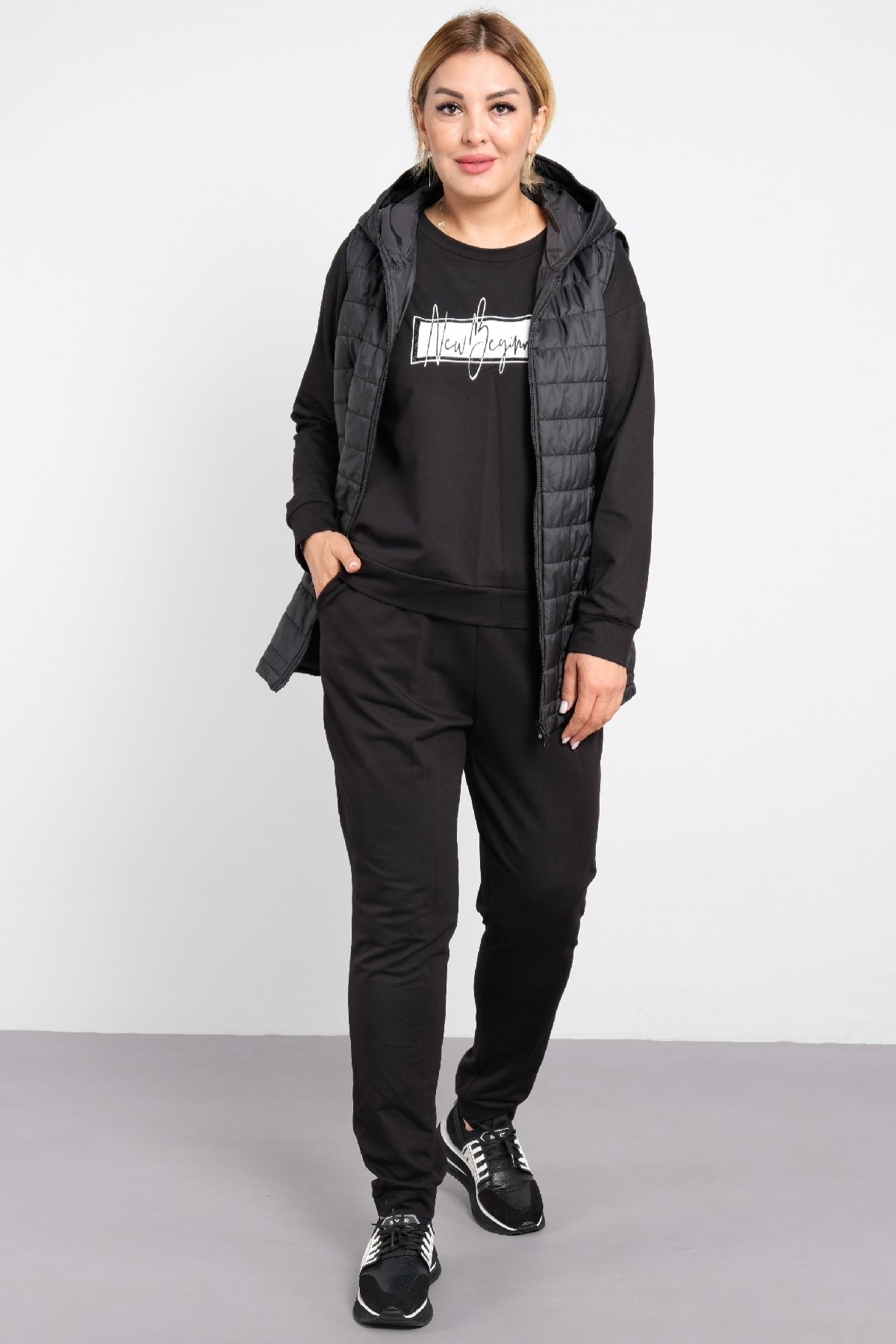 Women's 3 Piece Suits-Black