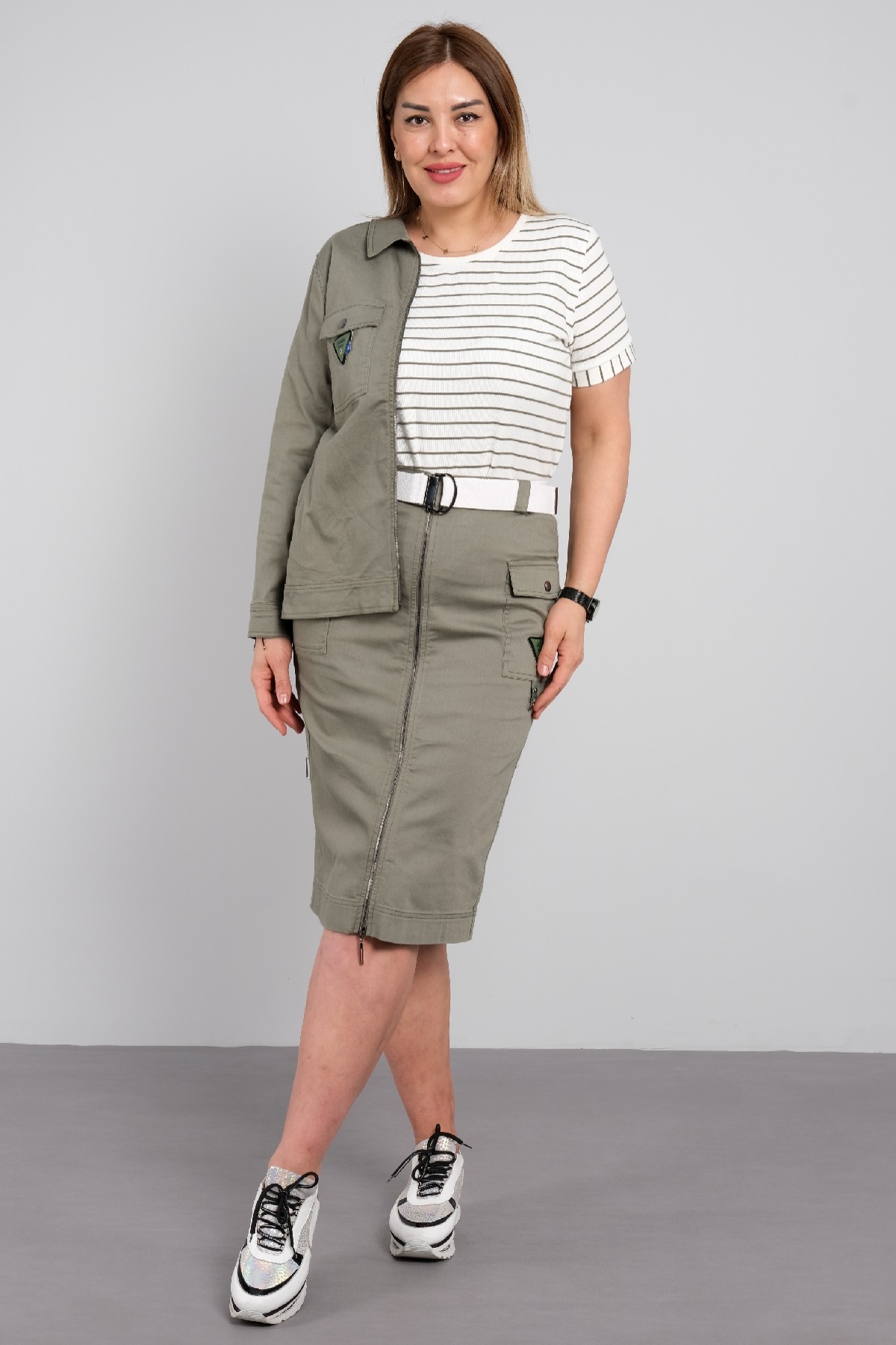 Women's 3 Piece Suits-Khaki