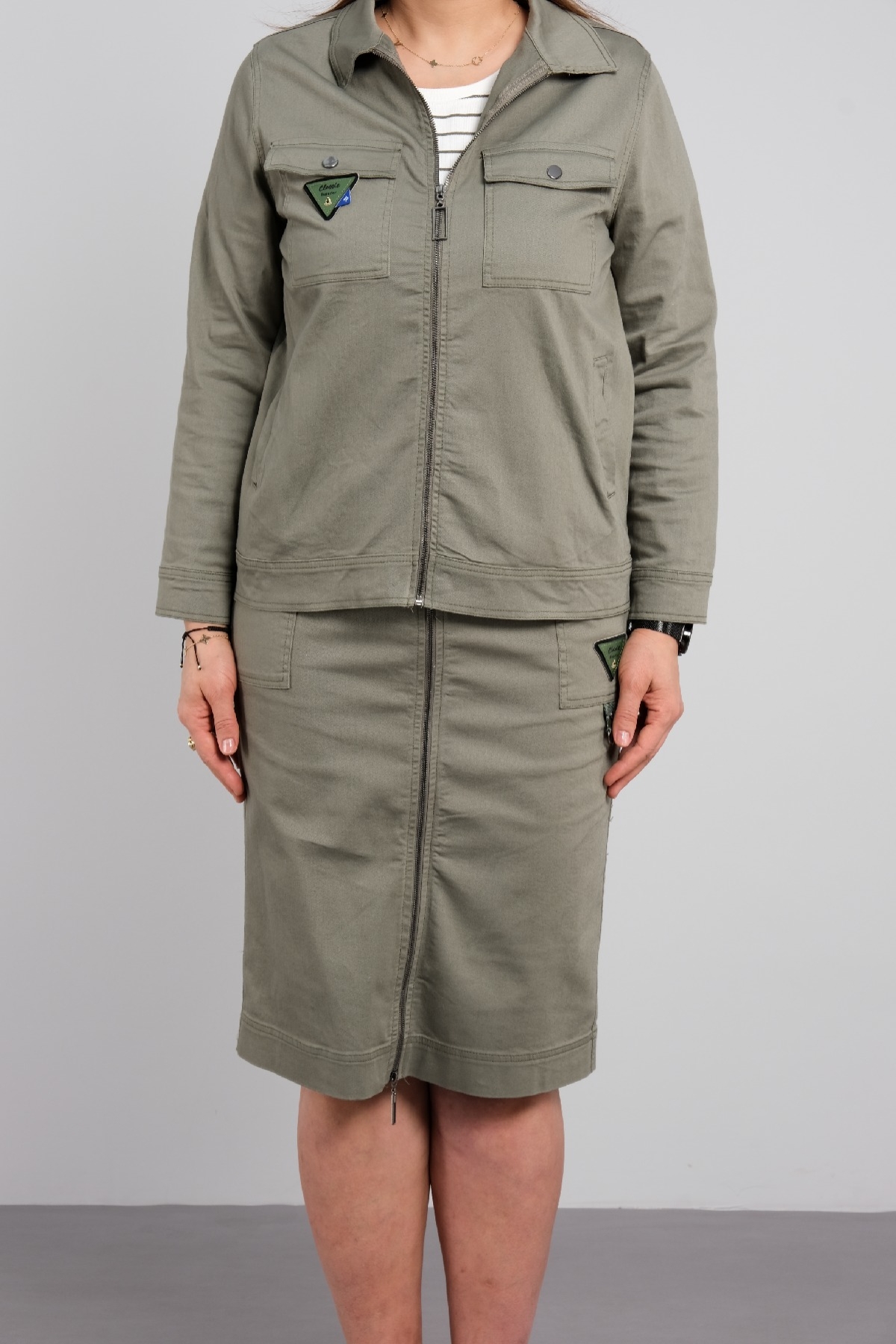 Women's 3 Piece Suits-Khaki