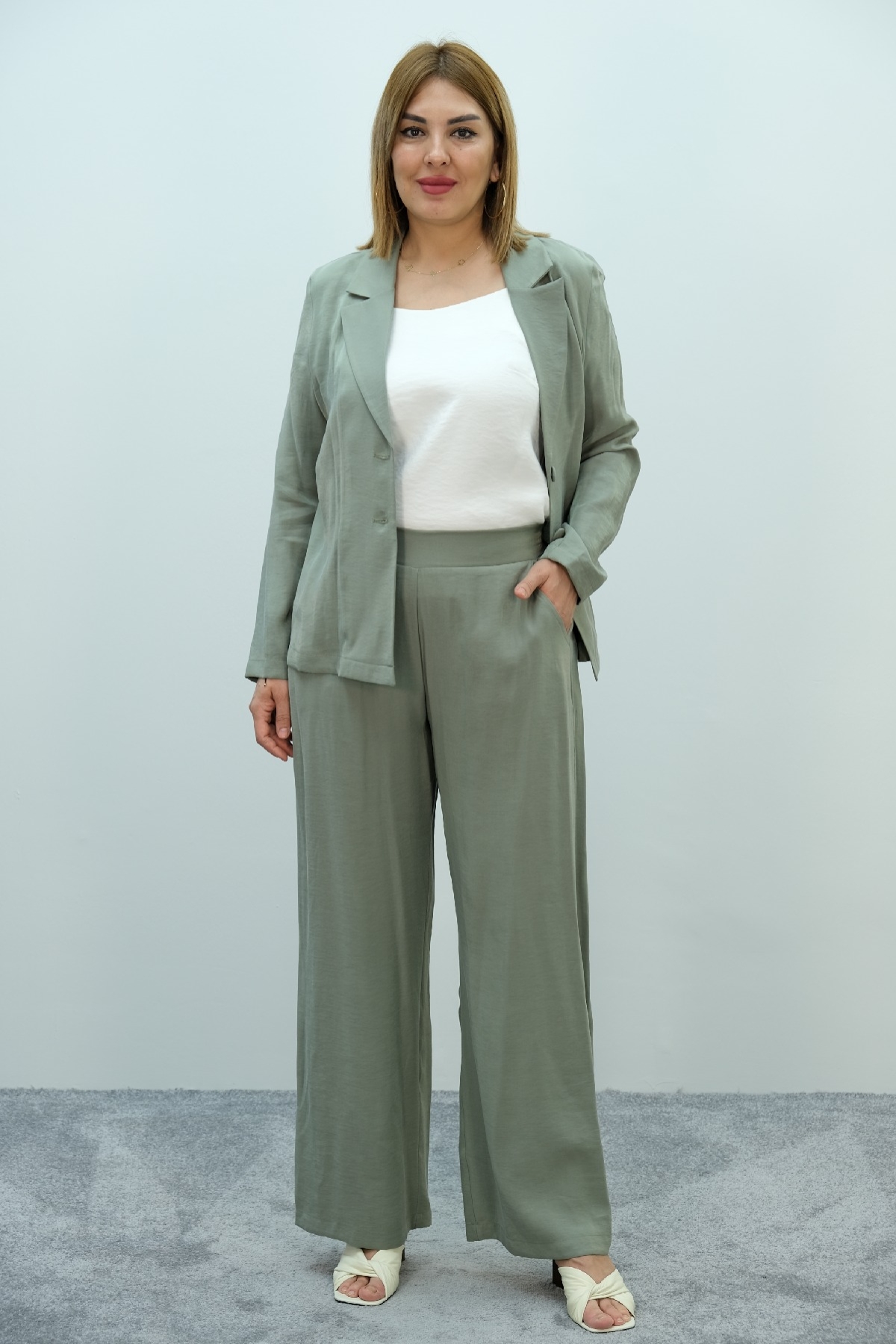 Women's 3 Piece Suits-Light green