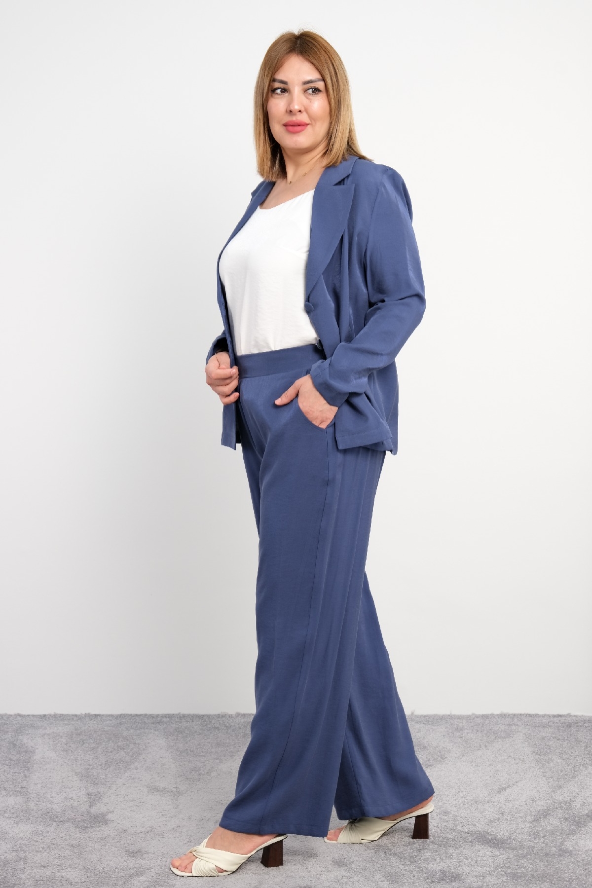 Women's 3 Piece Suits-Indigo
