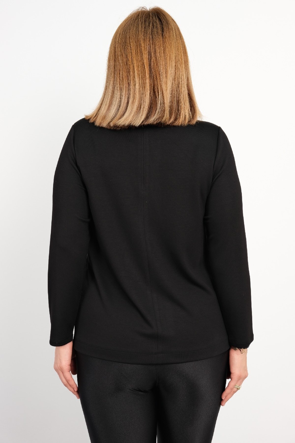 Plus Size Long-Sleeve Blouse-Black