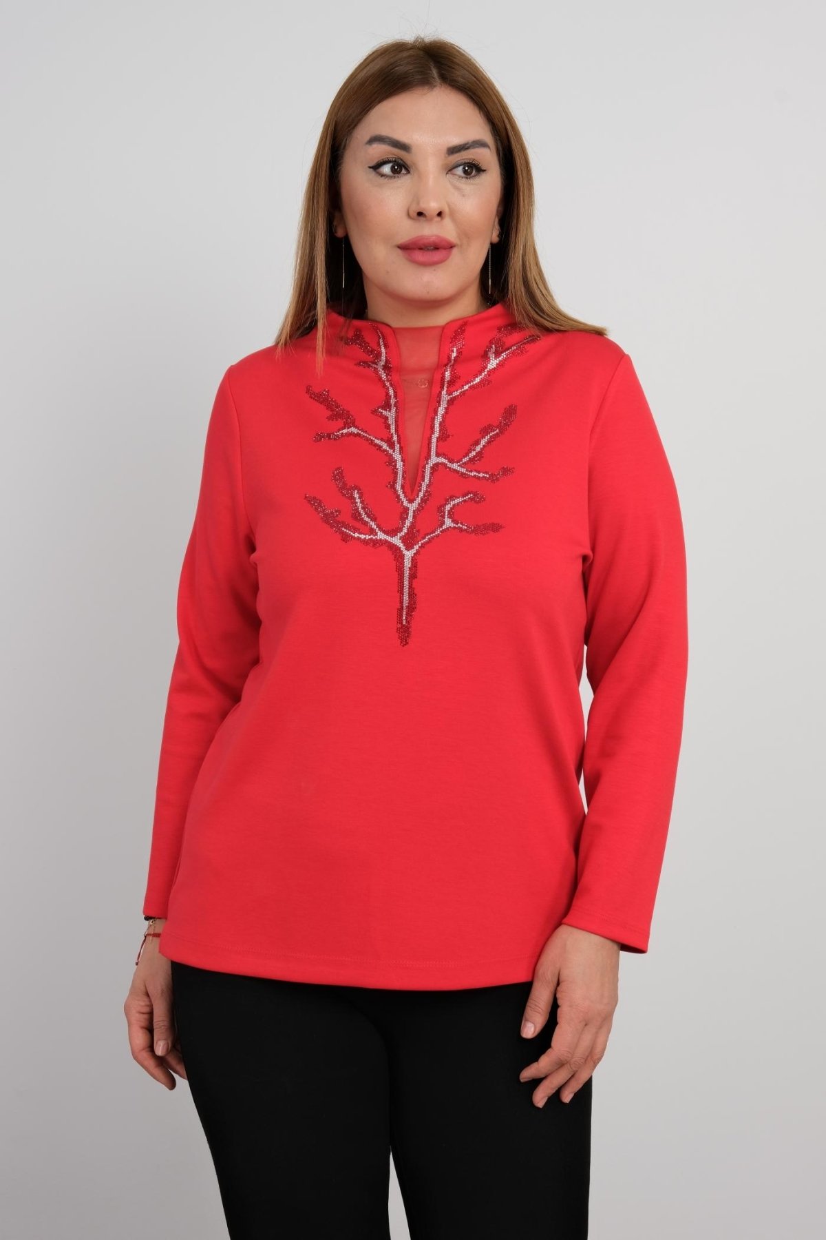 Plus Size Blouse-Red