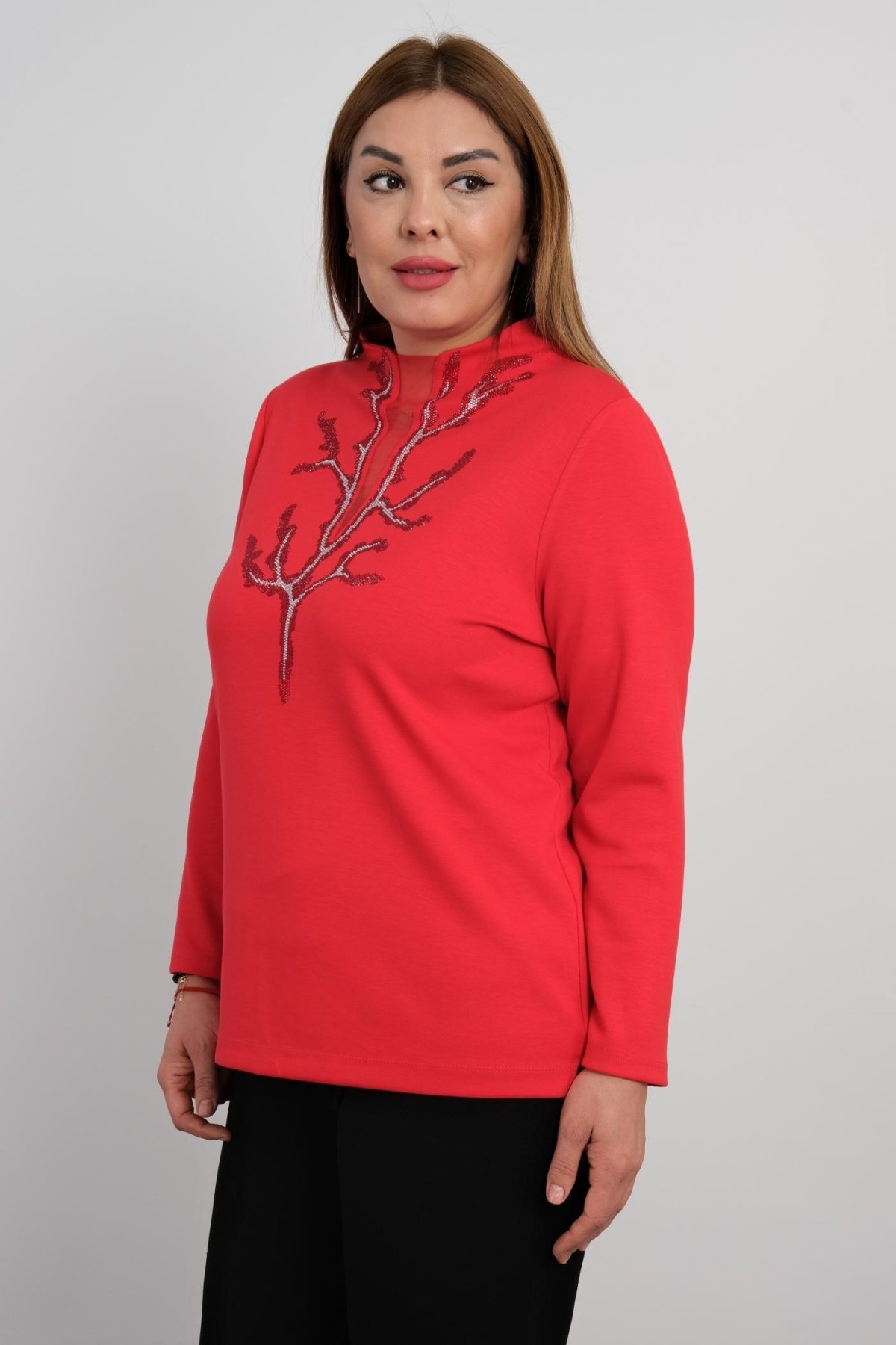 Plus Size Blouse-Red