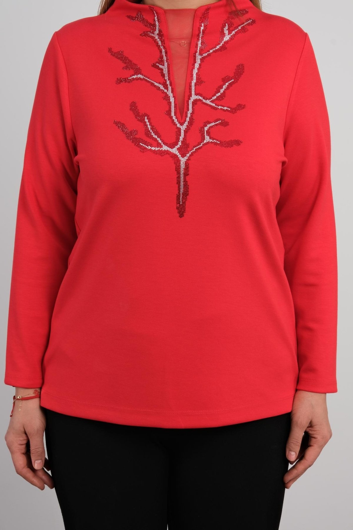 Plus Size Blouse-Red
