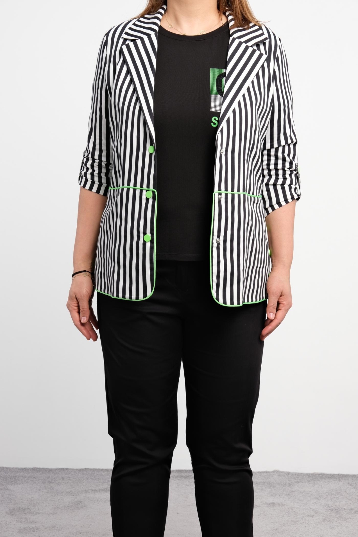 Plus Size Womens Three-Piece Sports Set-Green