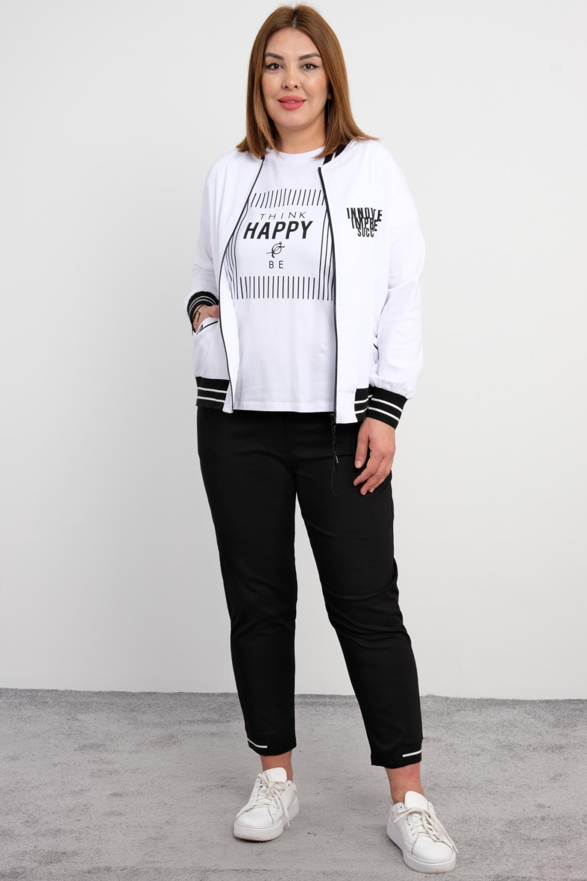 Super Plus Size Three-Piece Sports Set-Black