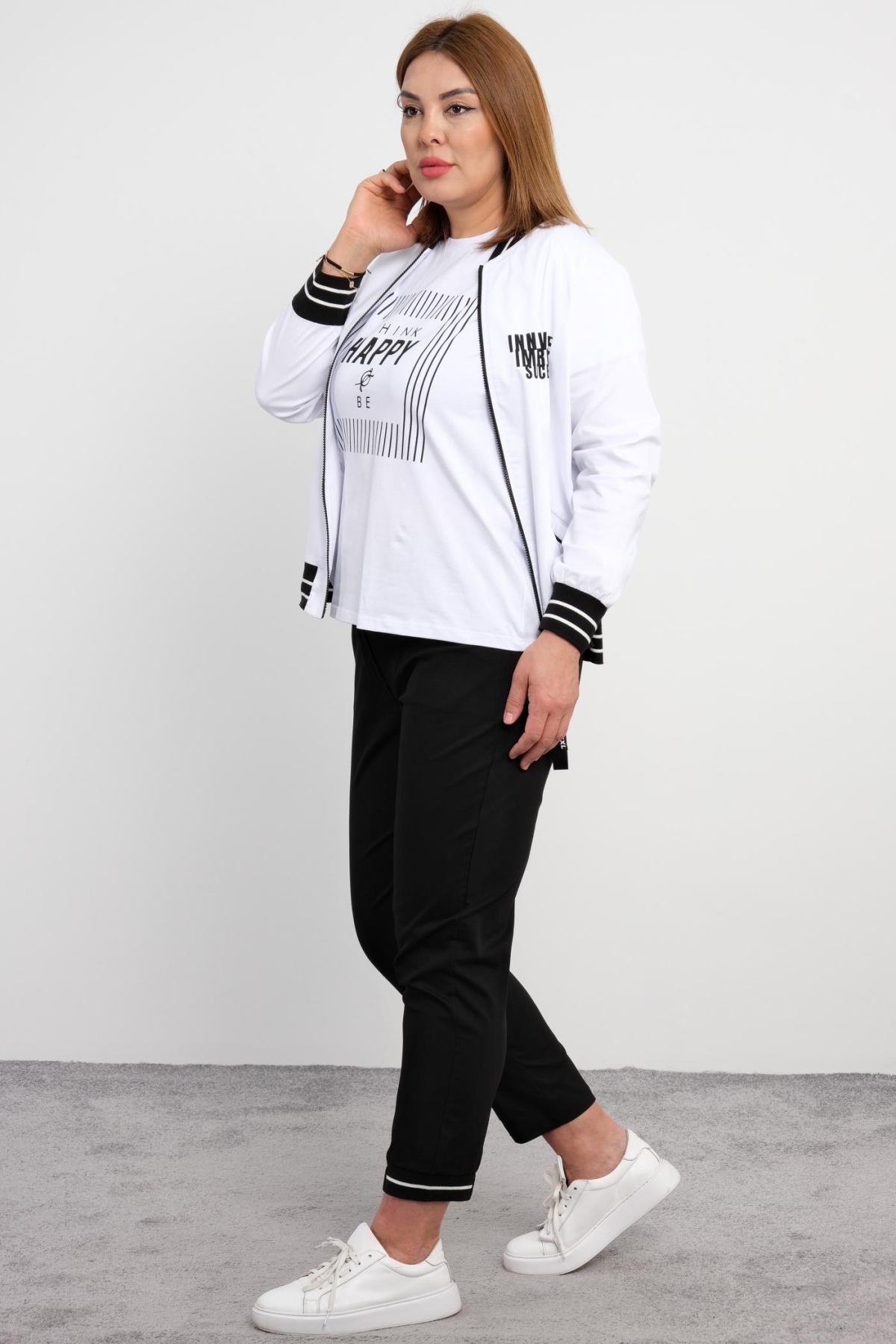 Super Plus Size Three-Piece Sports Set-Black