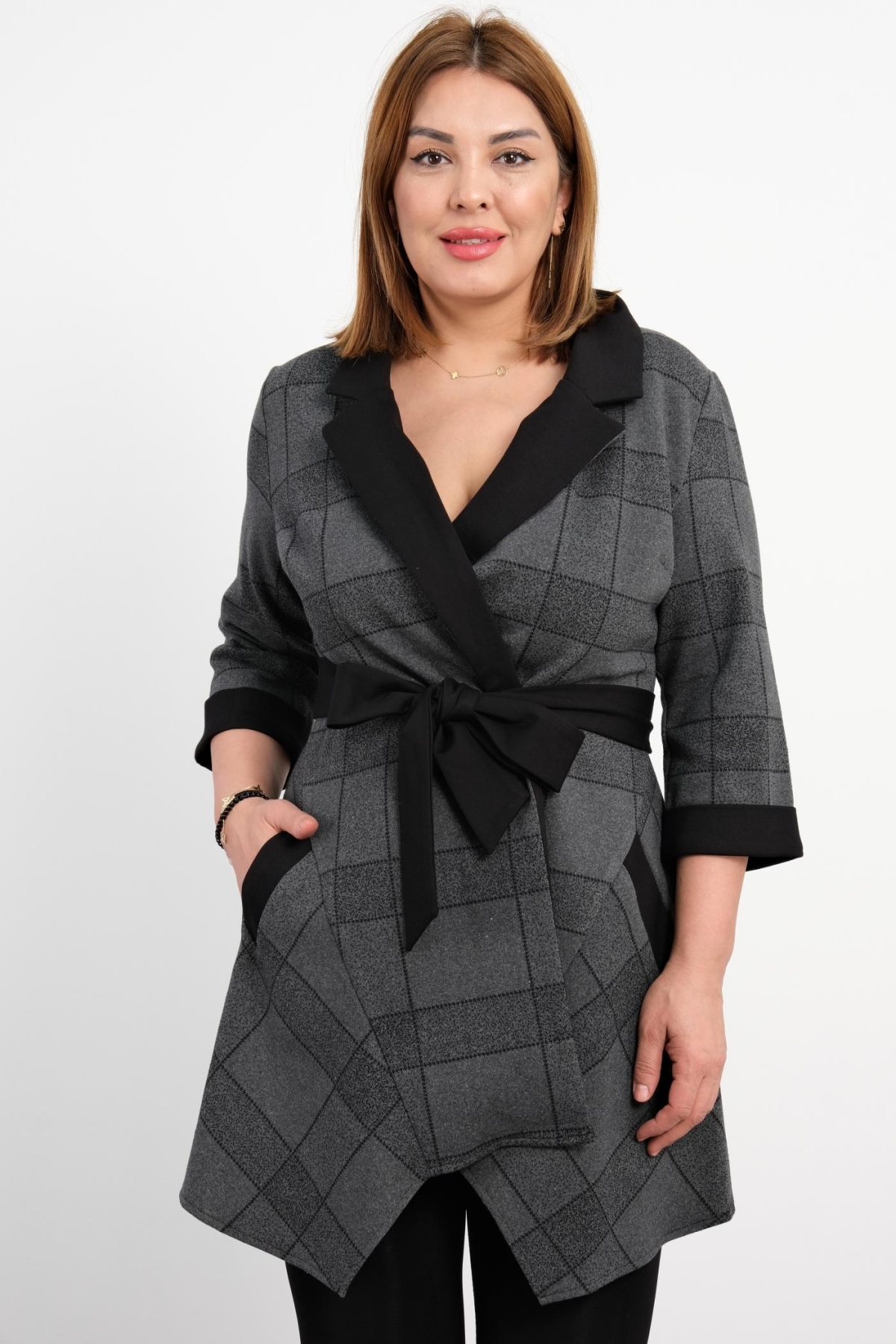 Plus Size Overcoat-Black