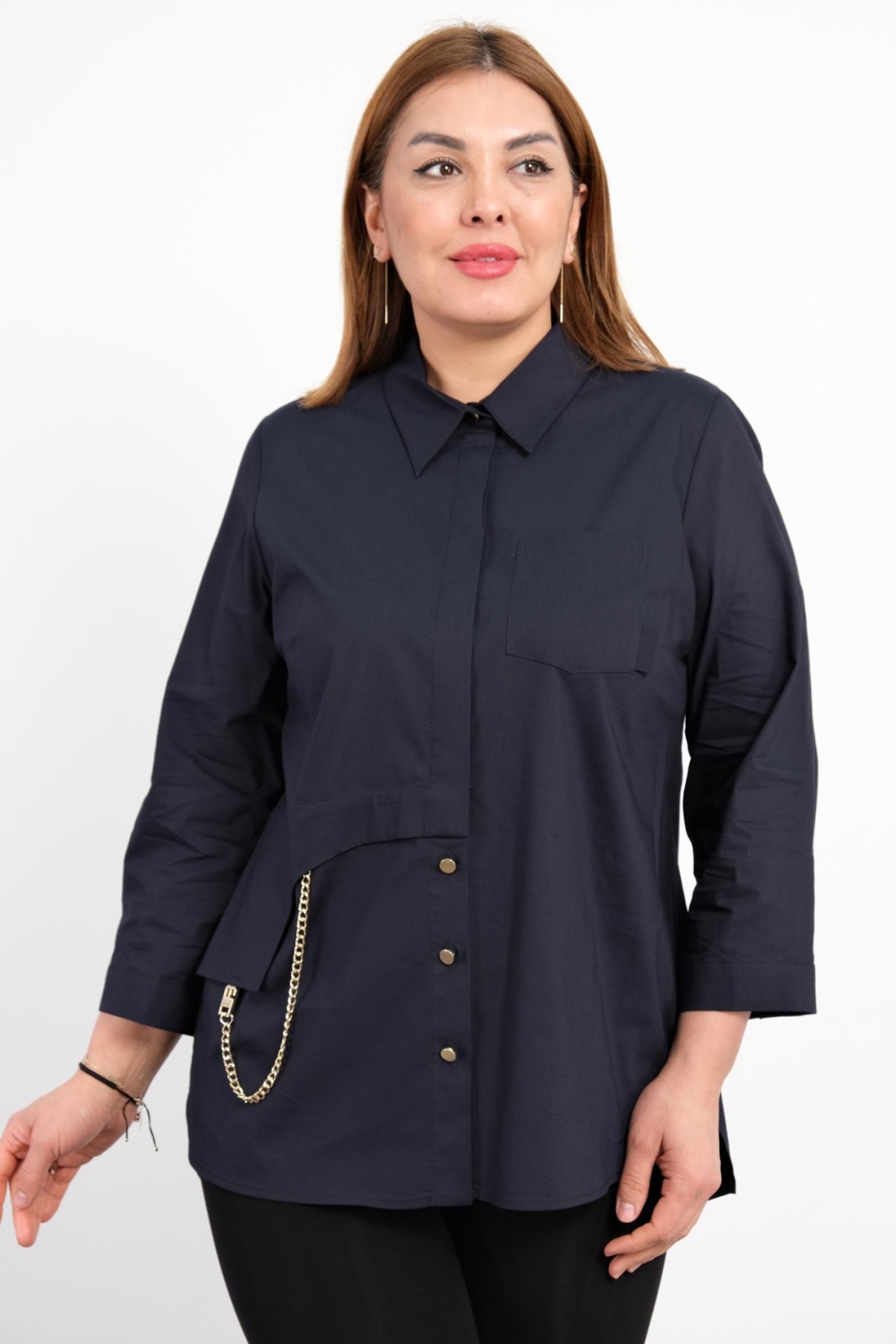 Plus Size Shirt-Dark Blue