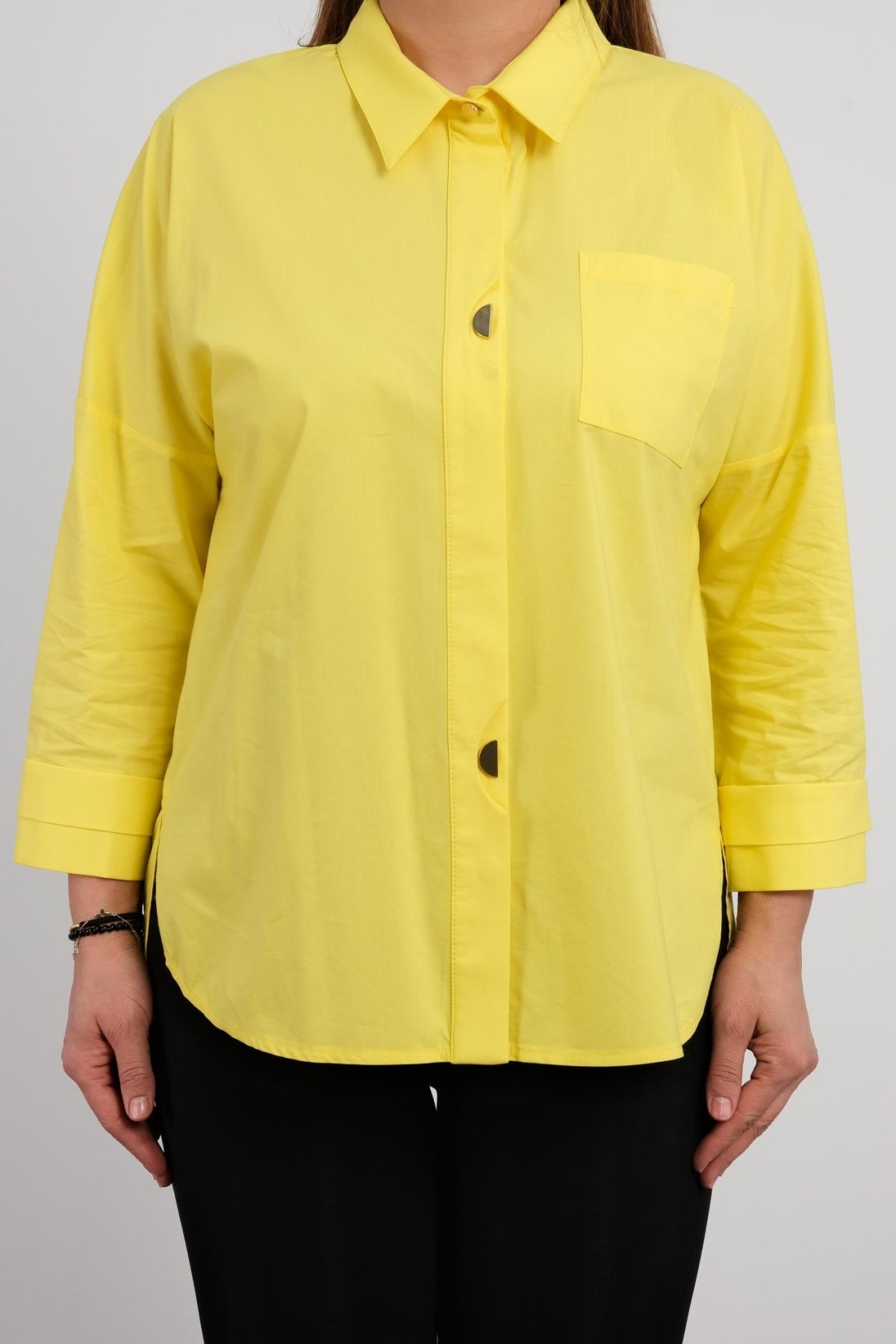 Büyük Beden Gömlek-Sarı